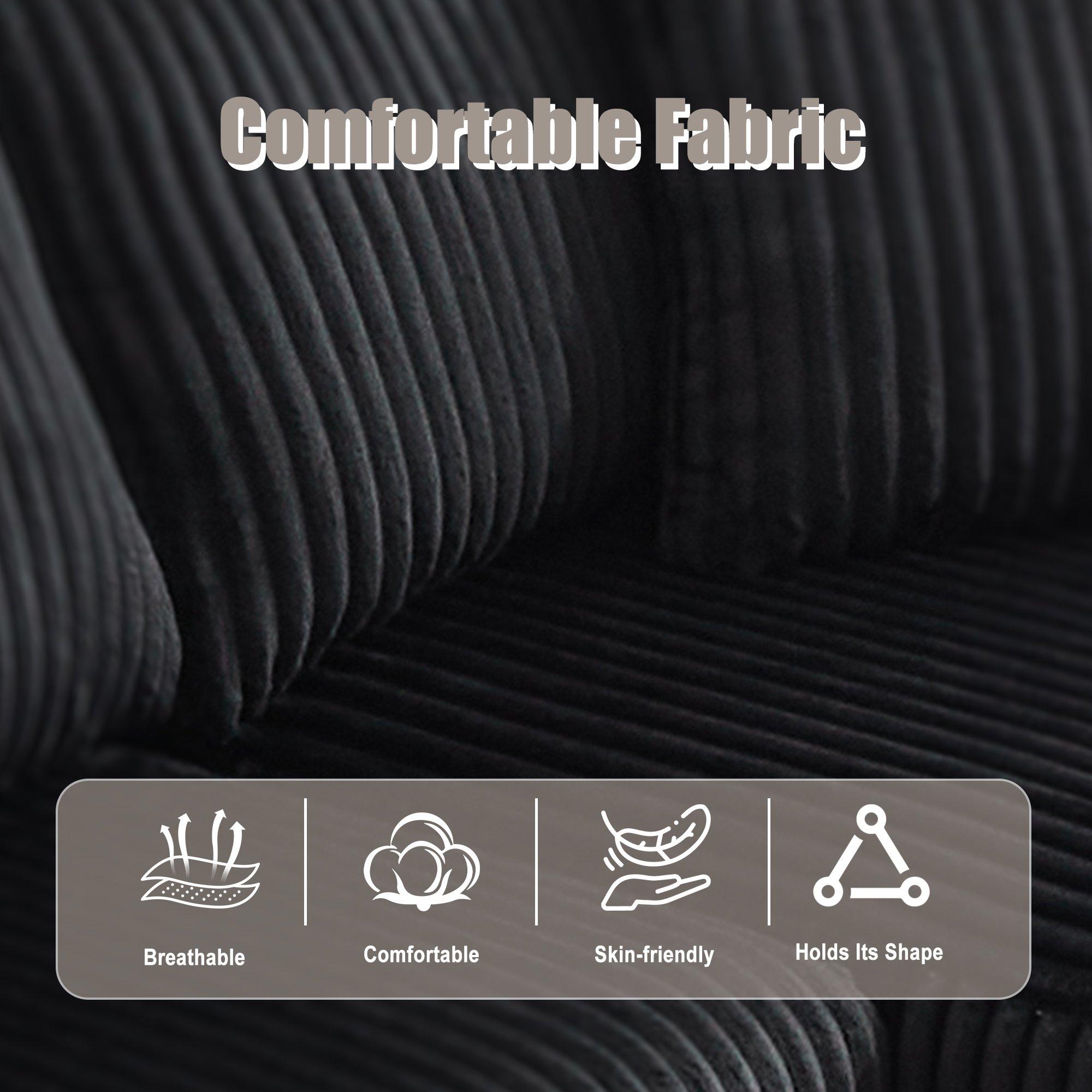 Black - Urban Meuble - Corduroy L-Shaped Modular Sectional Sofa - 10
