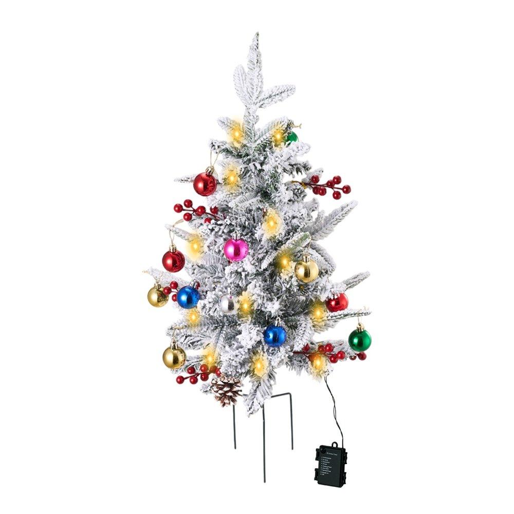 Green - LIFE IDEAS - Christmas Tree Ground Stake with Light and Timer - 3