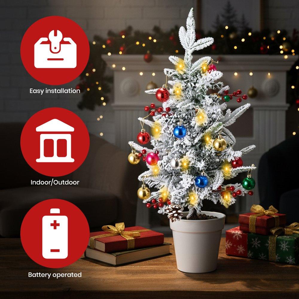 Green - LIFE IDEAS - Christmas Tree Ground Stake with Light and Timer - 8