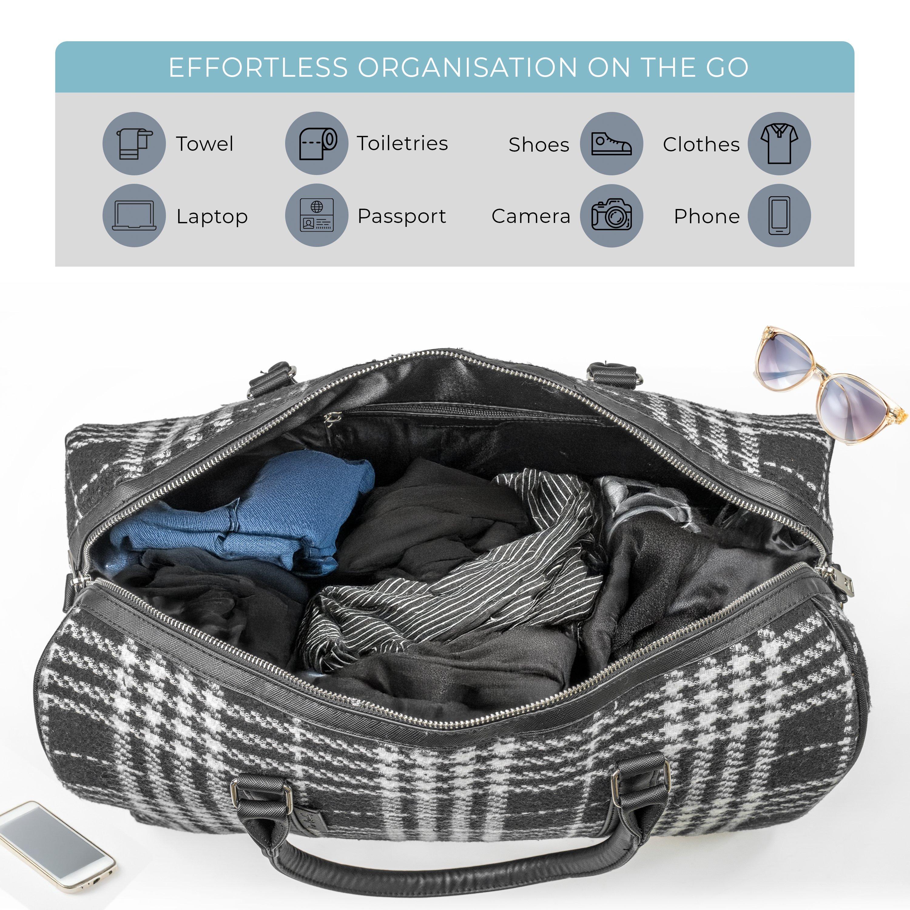 Black And White - Pierre Cardin - Premium Black And White Travel Holdall Flight Bag - 5