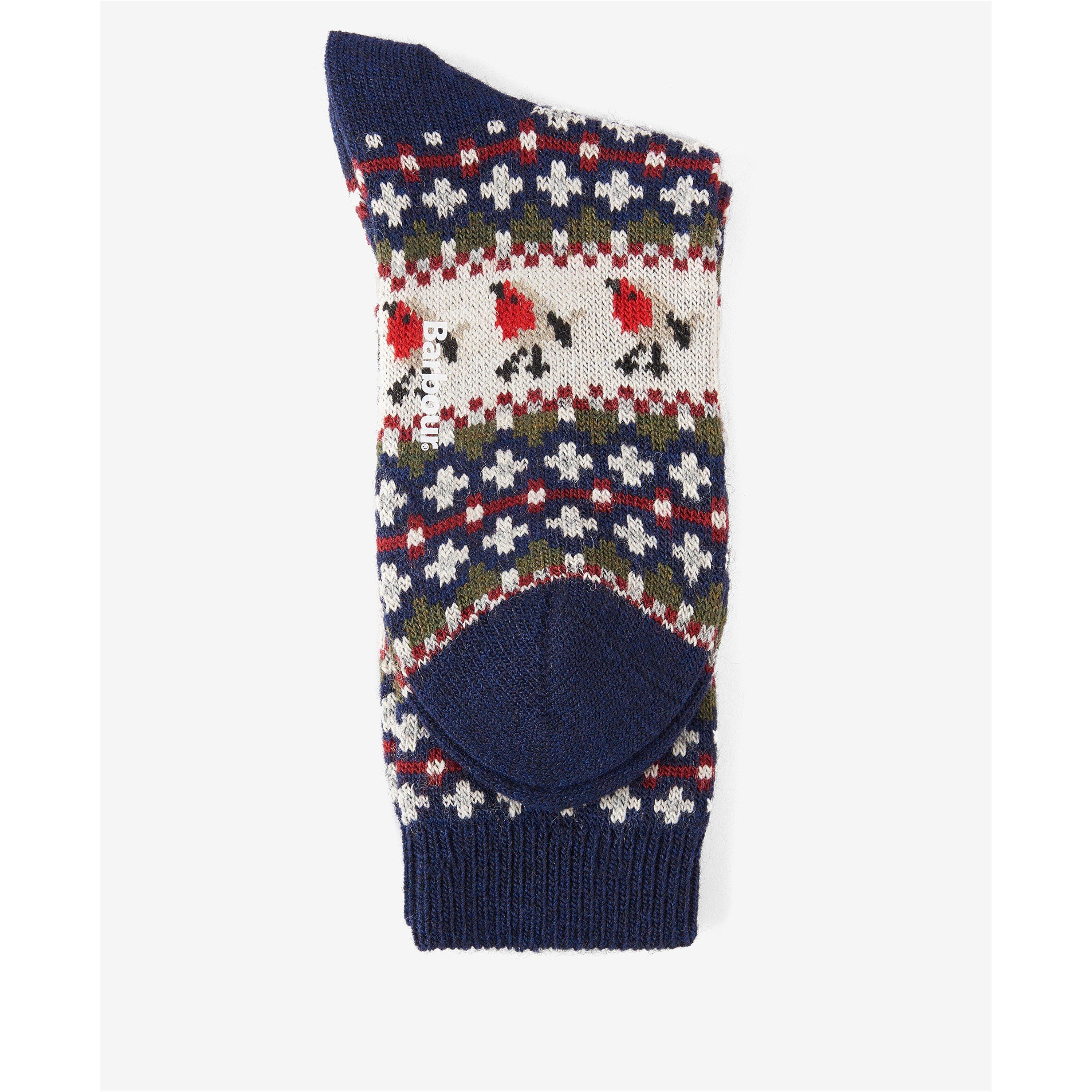 Navy - Barbour - Robin Fair Isle Socks - 1