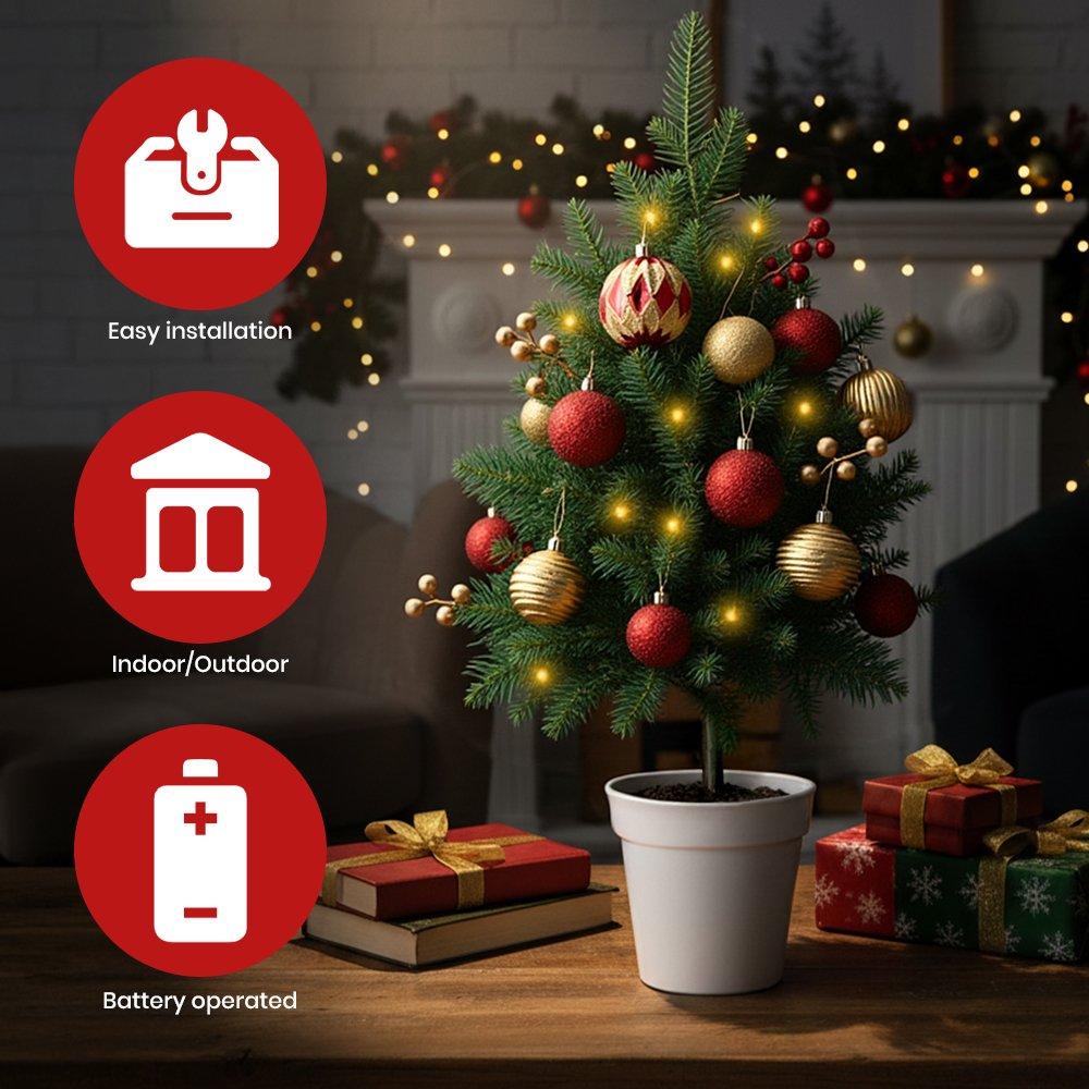 Green - LIFE IDEAS - Christmas Tree Ground Stake with Light and Timer - 7