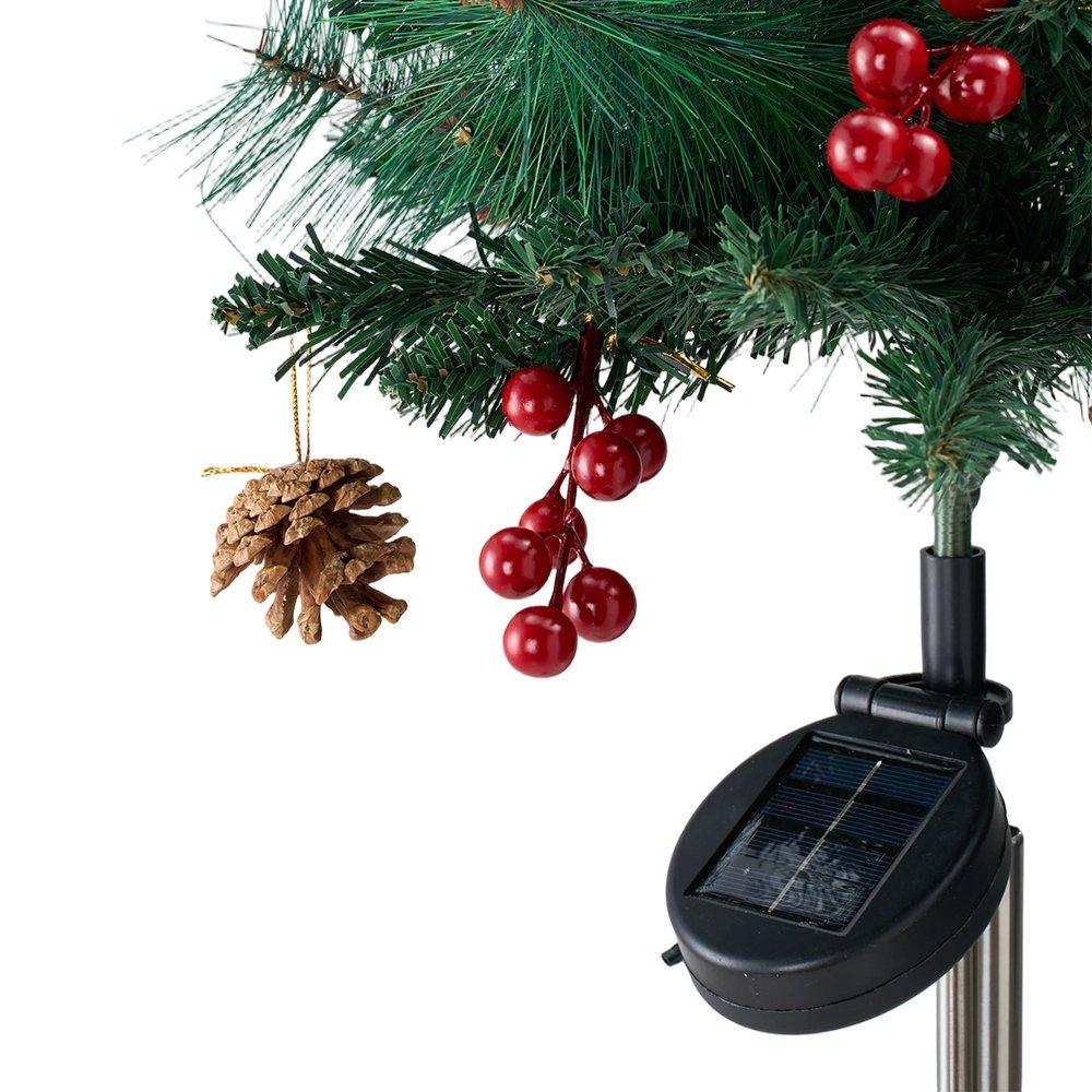 Green - LIFE IDEAS - Christmas Tree Ground Stake with Solar Light - 4