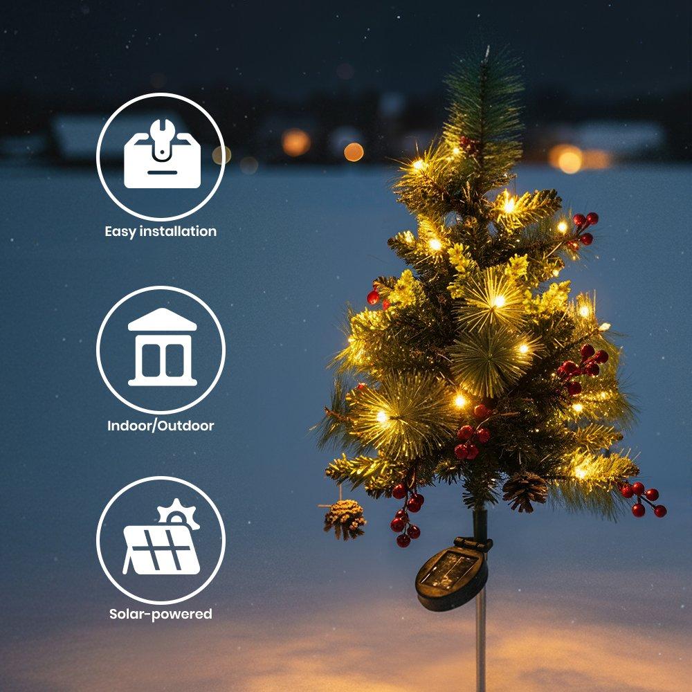 Green - LIFE IDEAS - Christmas Tree Ground Stake with Solar Light - 7