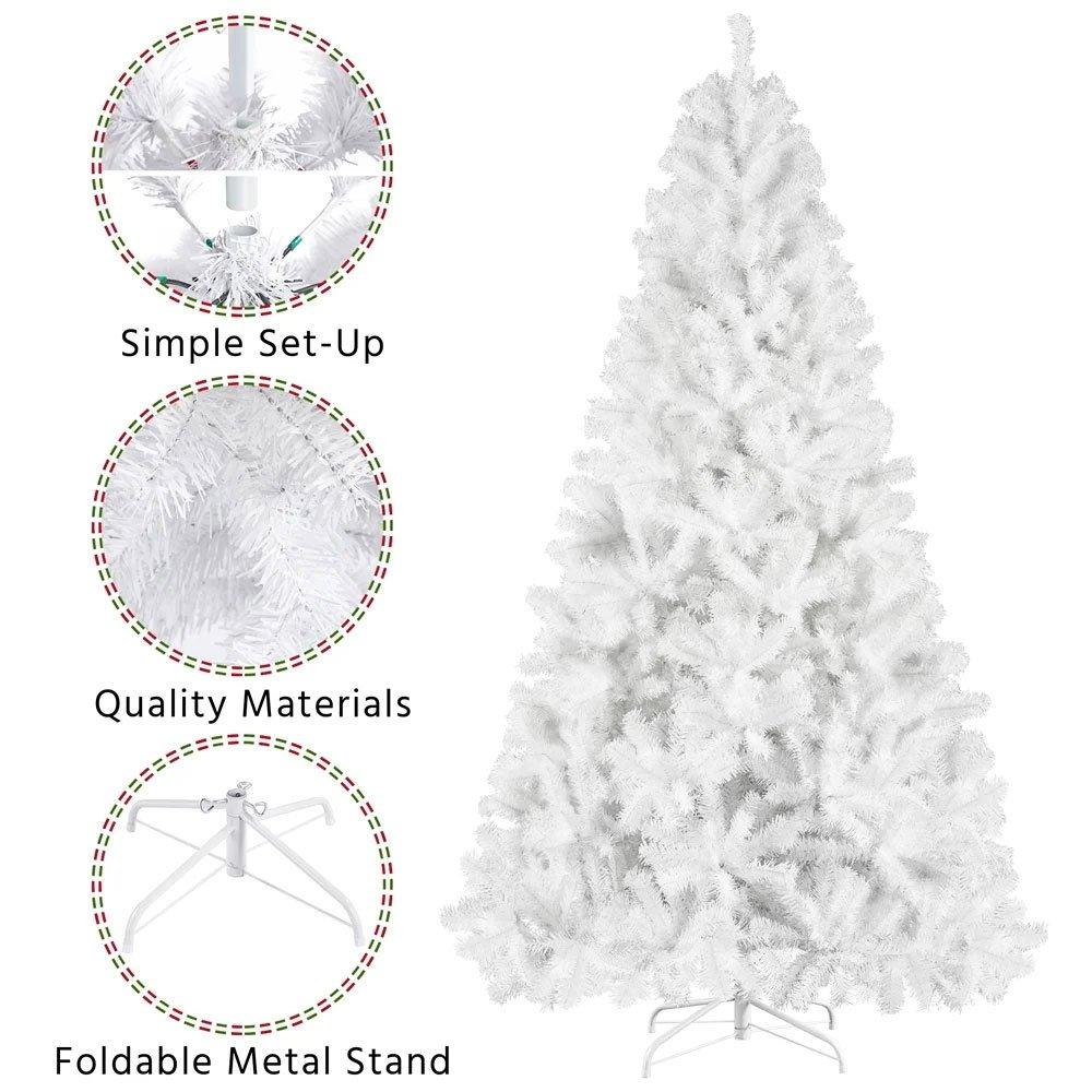 White - LIFE IDEAS - 1.8M Snow Christmas Tree with Foldable Stand - 7