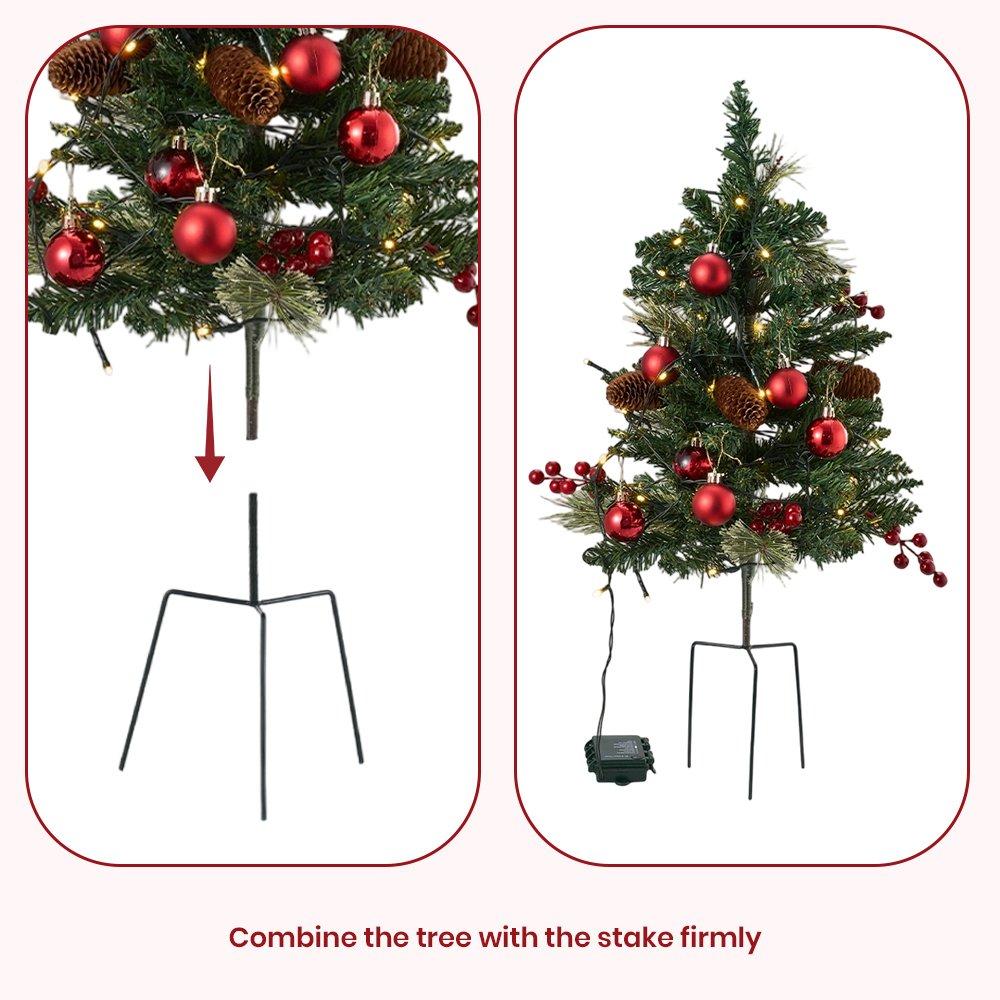 Green - LIFE IDEAS - Christmas Tree Ground Stake with Light and Timer - 5