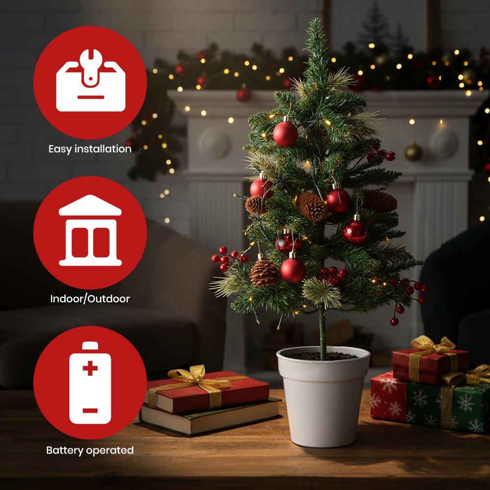Green - LIFE IDEAS - Christmas Tree Ground Stake with Light and Timer - 6