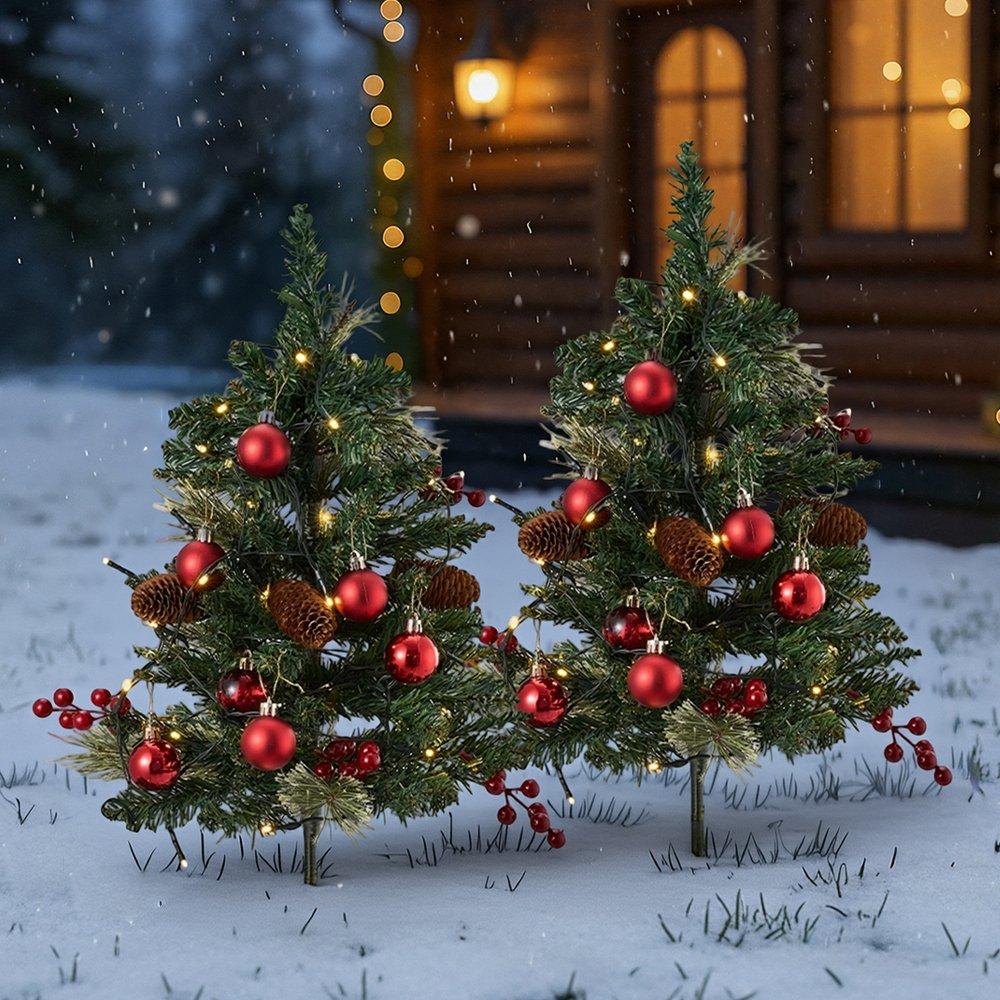 Green - LIFE IDEAS - Christmas Tree Ground Stake with Light and Timer - 7