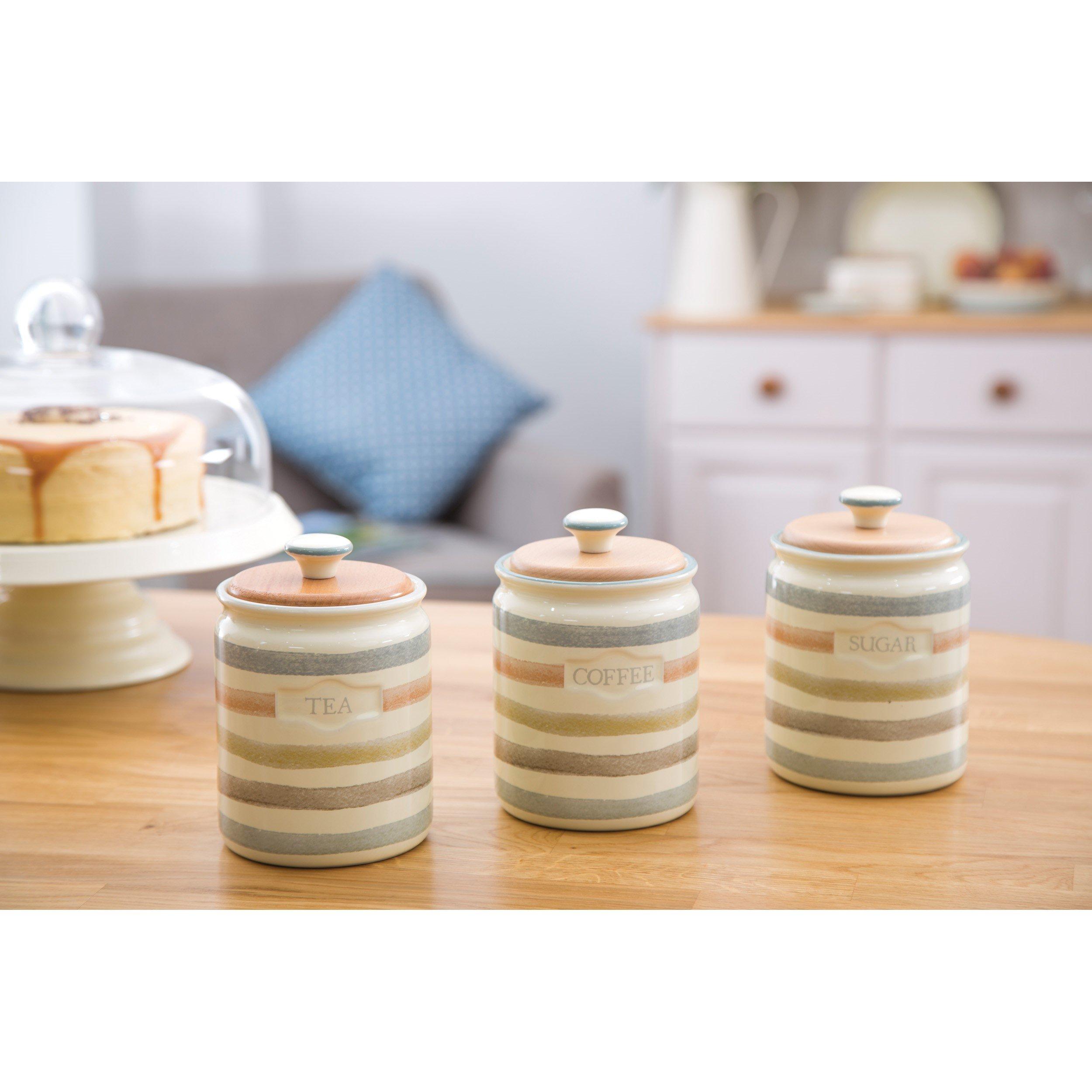 Cream - KitchenCraft - Classic Collection Striped Ceramic Sugar Container - 2