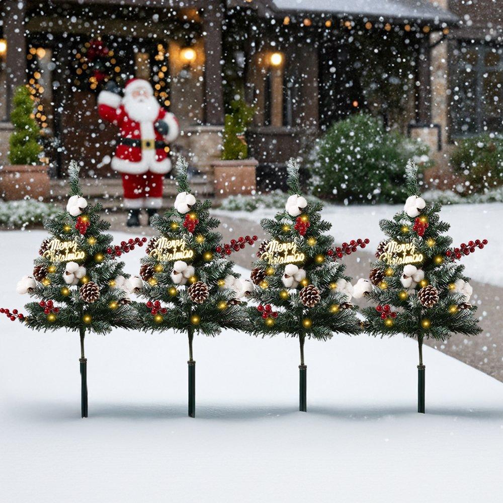 Green - LIFE IDEAS - Christmas Tree Ground Stake with Solar Light - 1