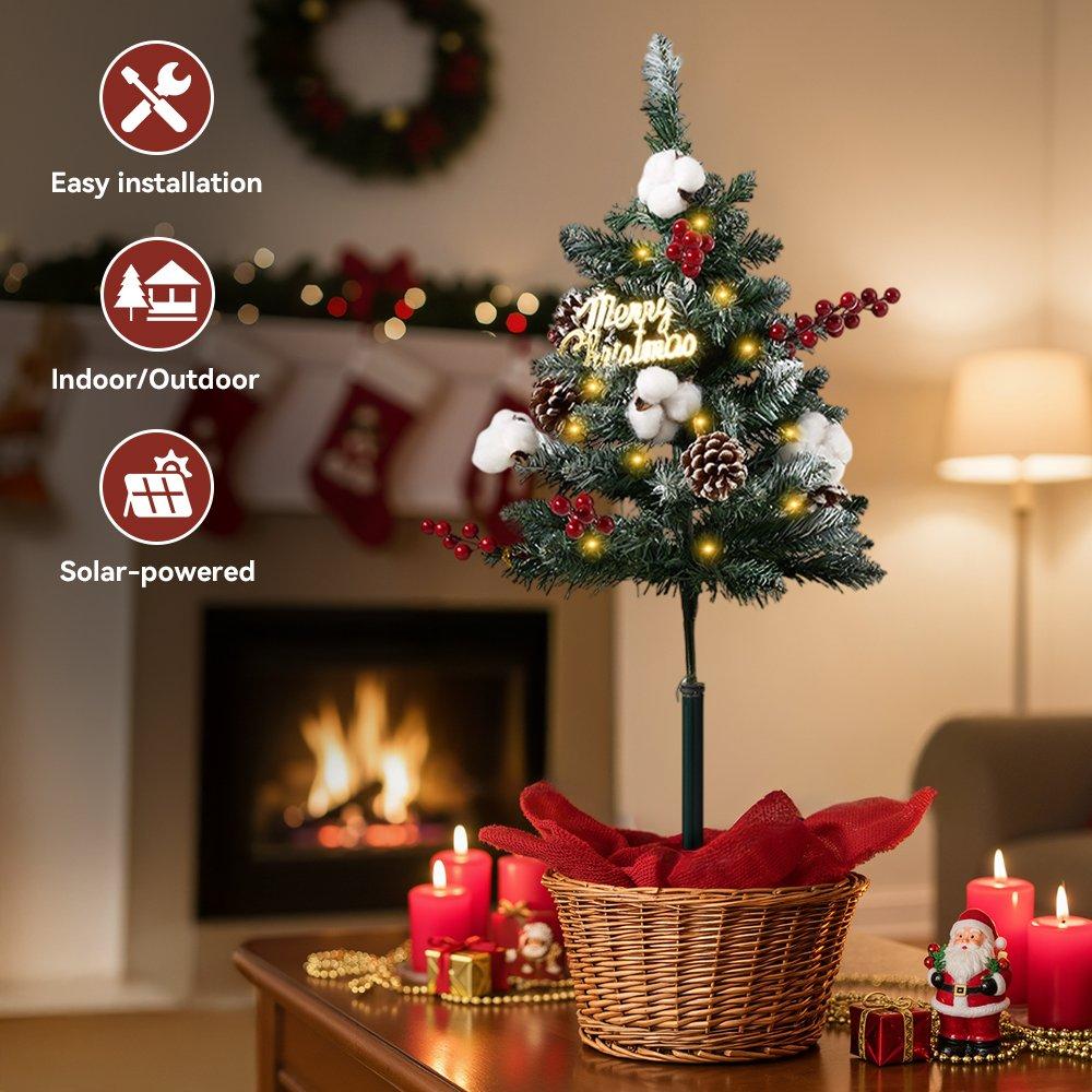 Green - LIFE IDEAS - Christmas Tree Ground Stake with Solar Light - 11