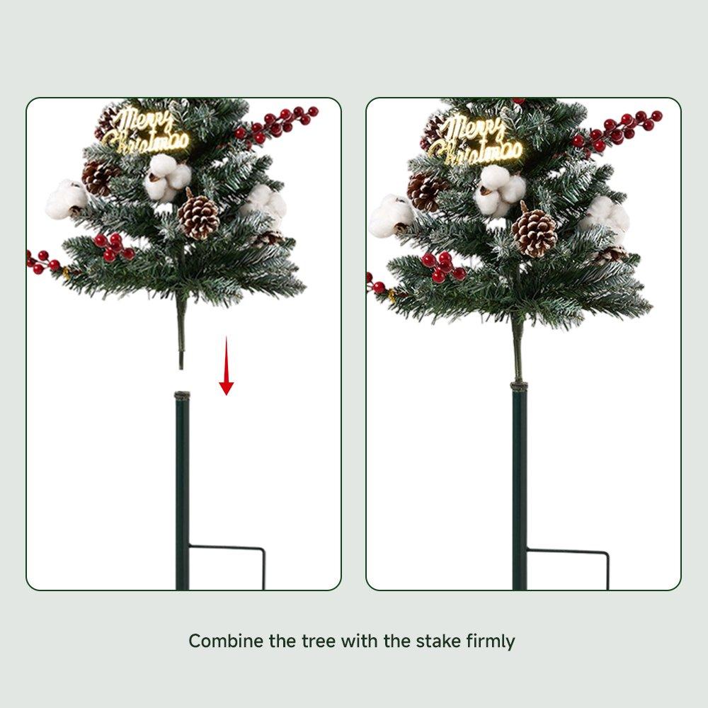 Green - LIFE IDEAS - Christmas Tree Ground Stake with Solar Light - 9