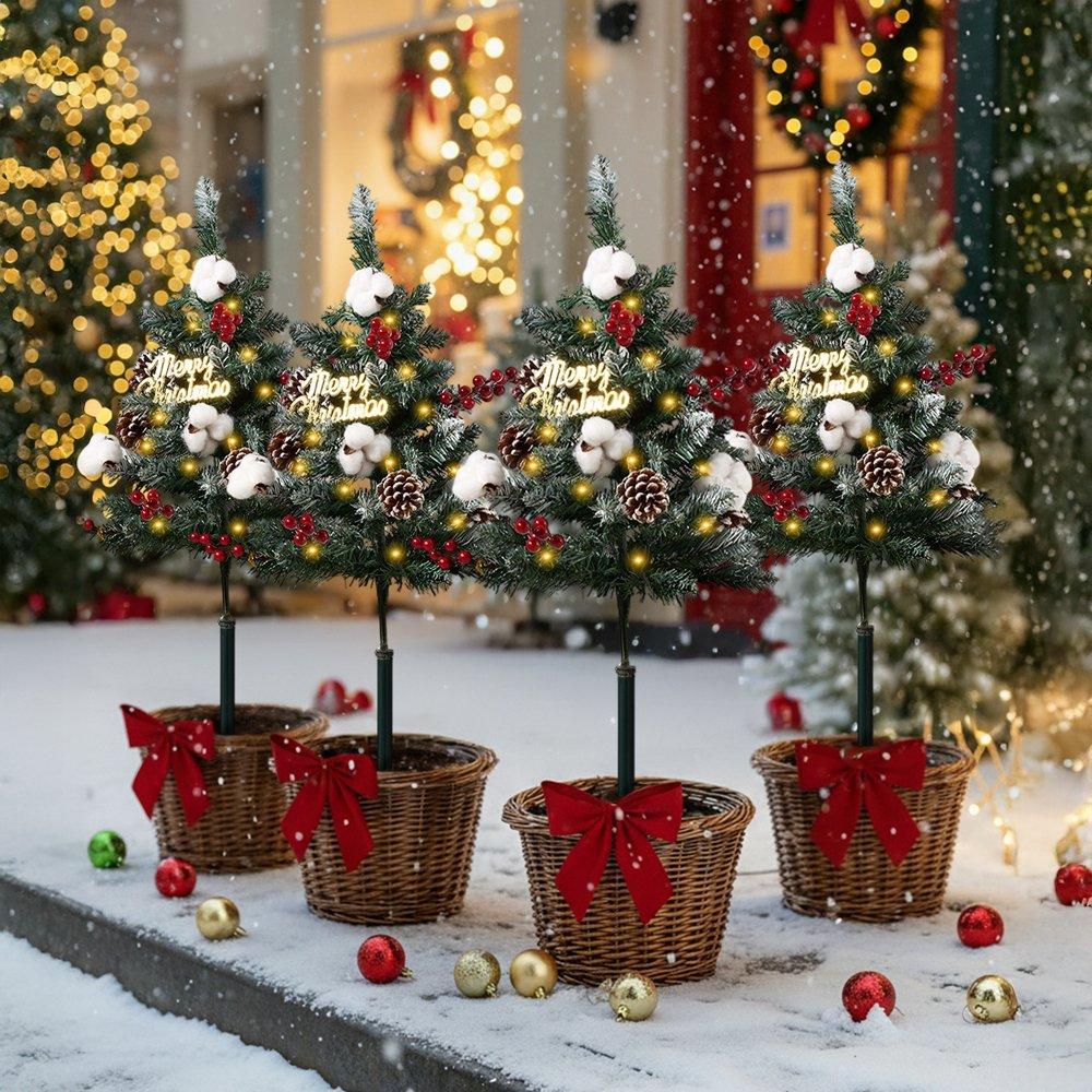 Green - LIFE IDEAS - Christmas Tree Ground Stake with Solar Light - 10