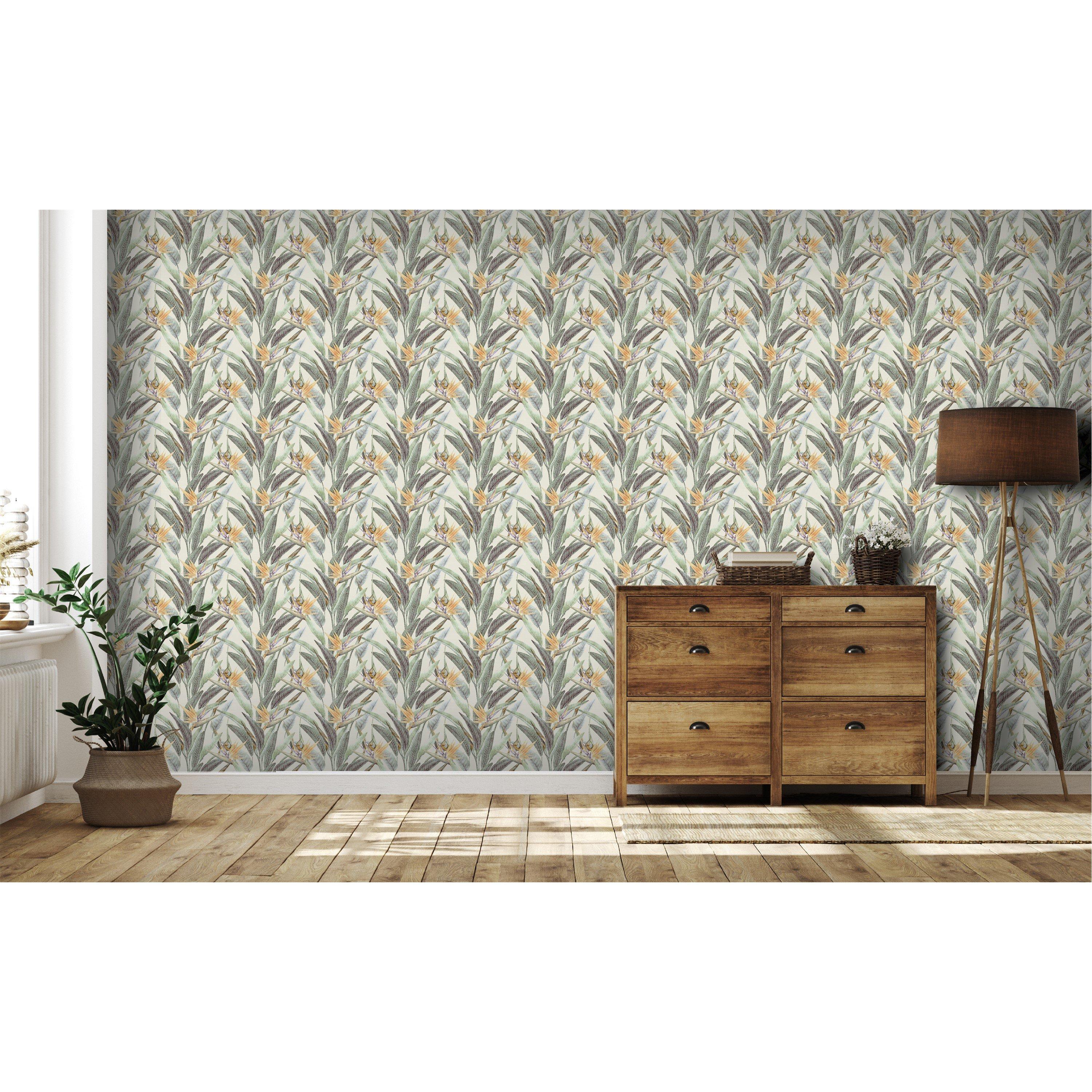 Green - Arthouse - Soft Jungle Vines Soft Green Wallpaper - 2