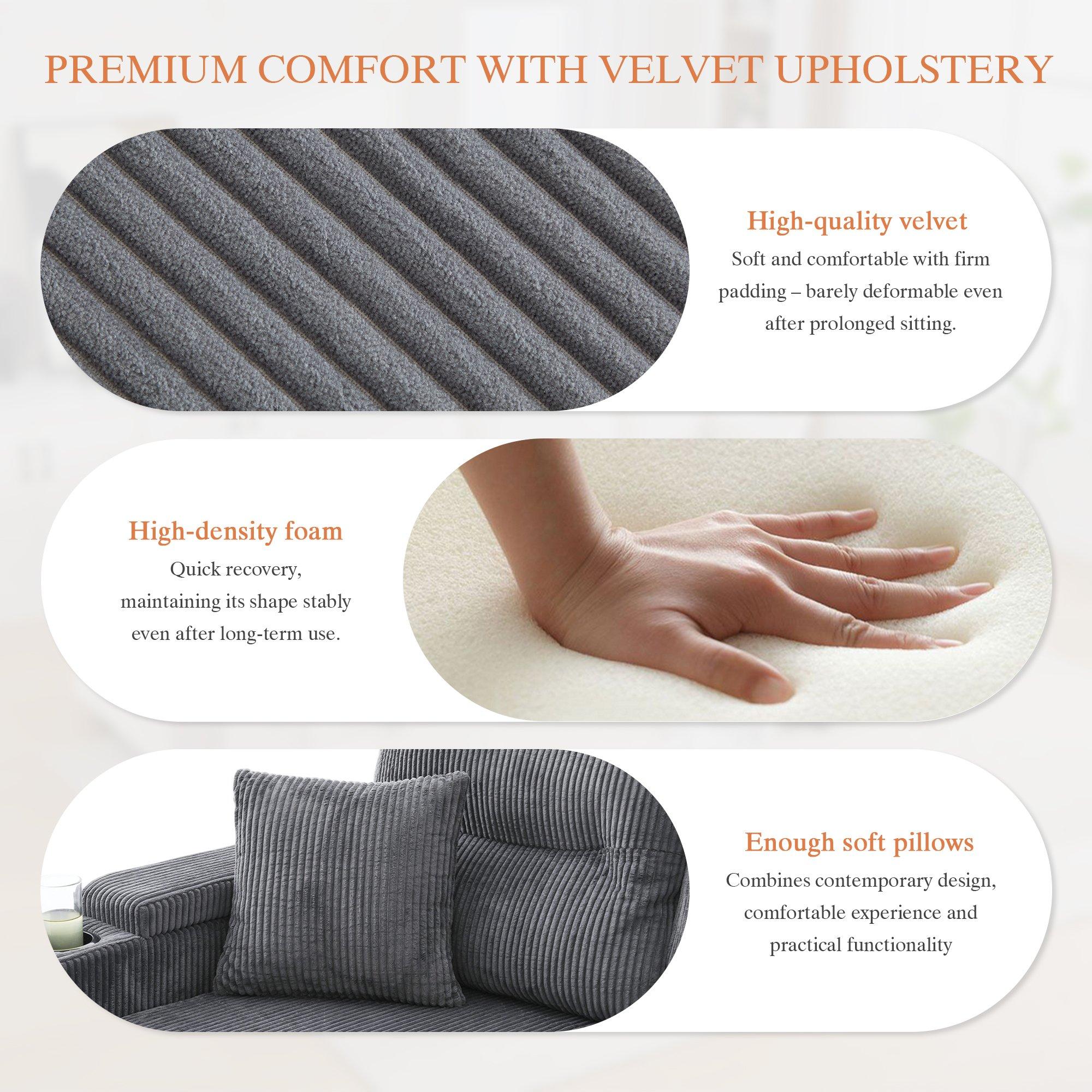 Charcoal Grey - Urban Meuble - 4-Seater U-Shaped Sleeper Sofa with Storage - 12