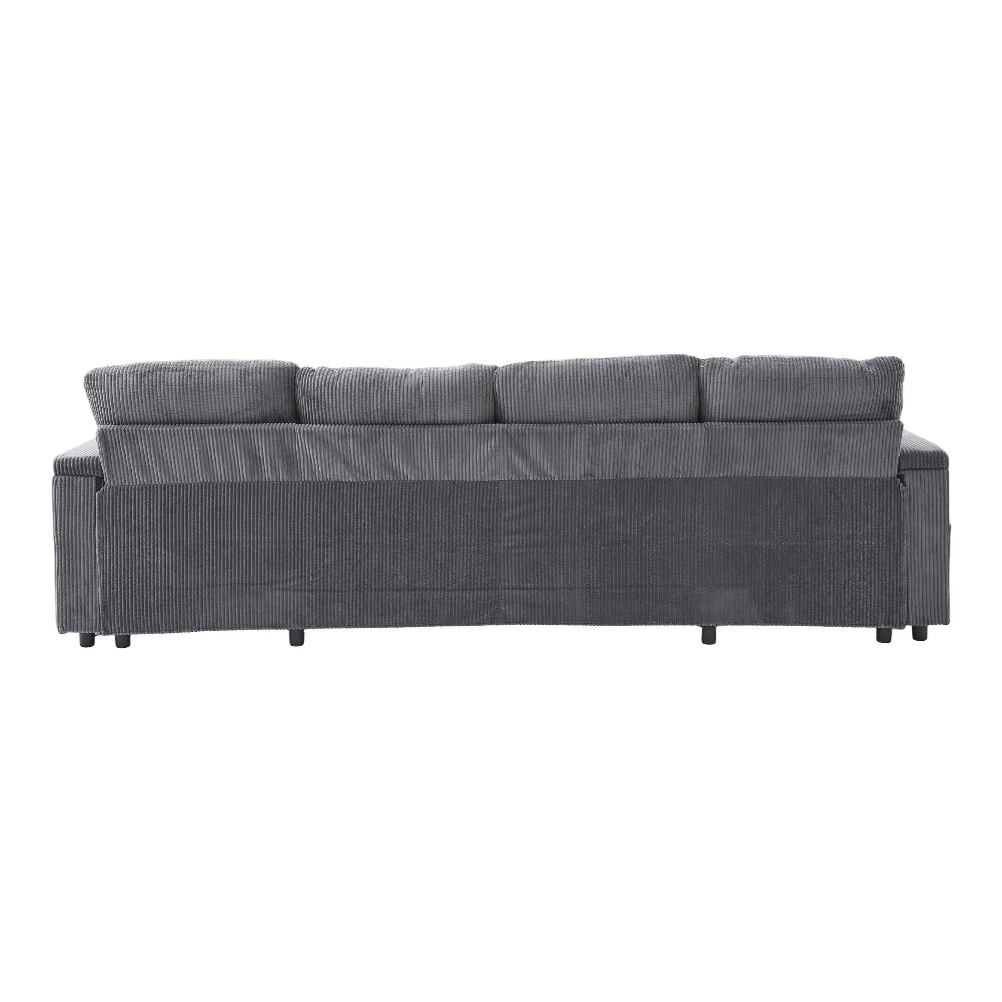 Charcoal Grey - Urban Meuble - 4-Seater U-Shaped Sleeper Sofa with Storage - 15