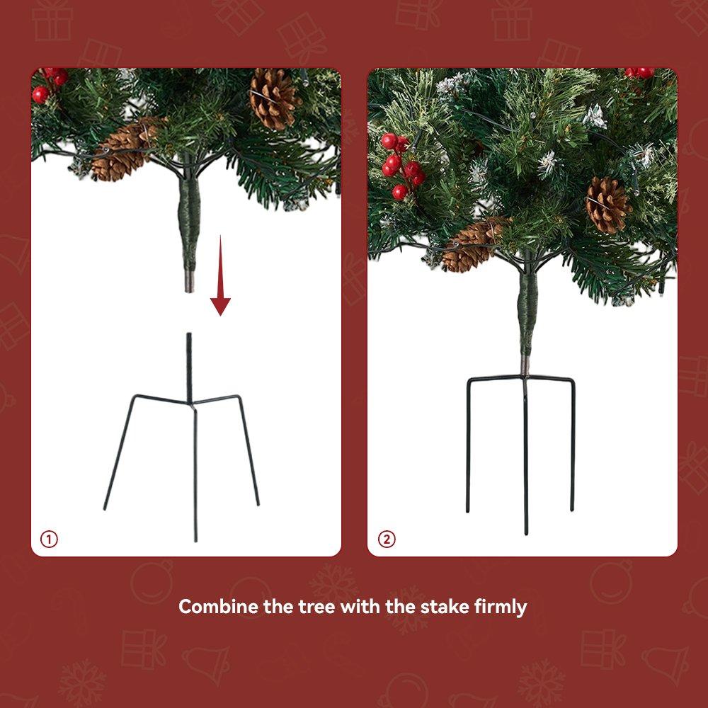 Green - LIFE IDEAS - Christmas Tree Ground Stake with Light and Timer - 6