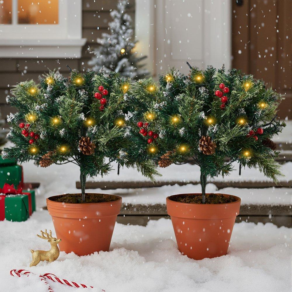 Green - LIFE IDEAS - Christmas Tree Ground Stake with Light and Timer - 8