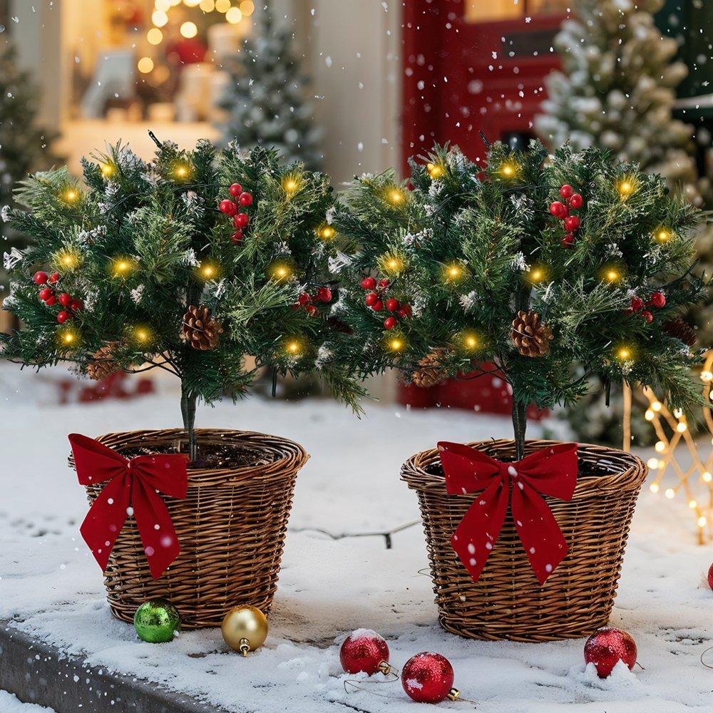 Green - LIFE IDEAS - Christmas Tree Ground Stake with Light and Timer - 9