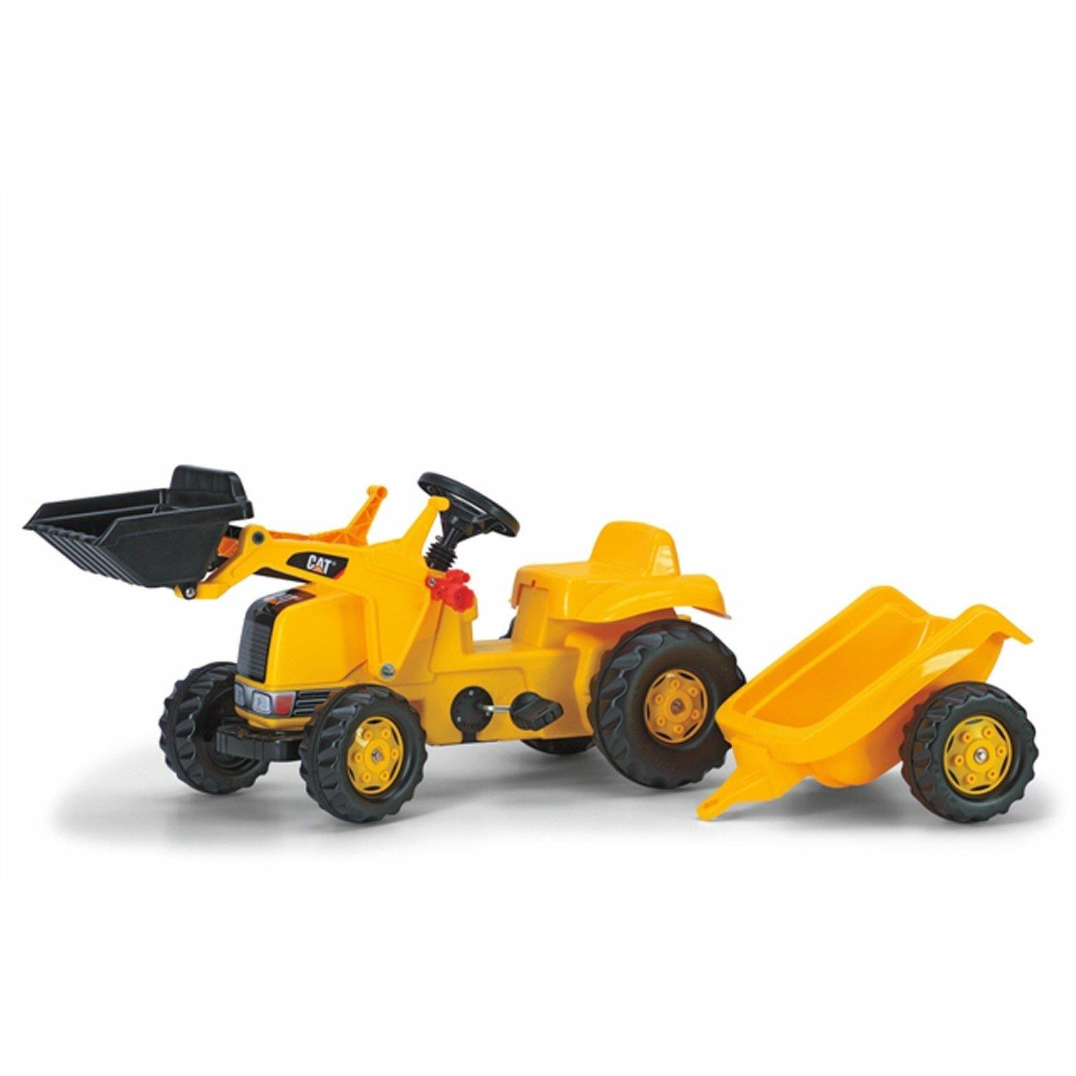 Yellow - rolly toys - Caterpiller Tractor c/w Loader & Trailer