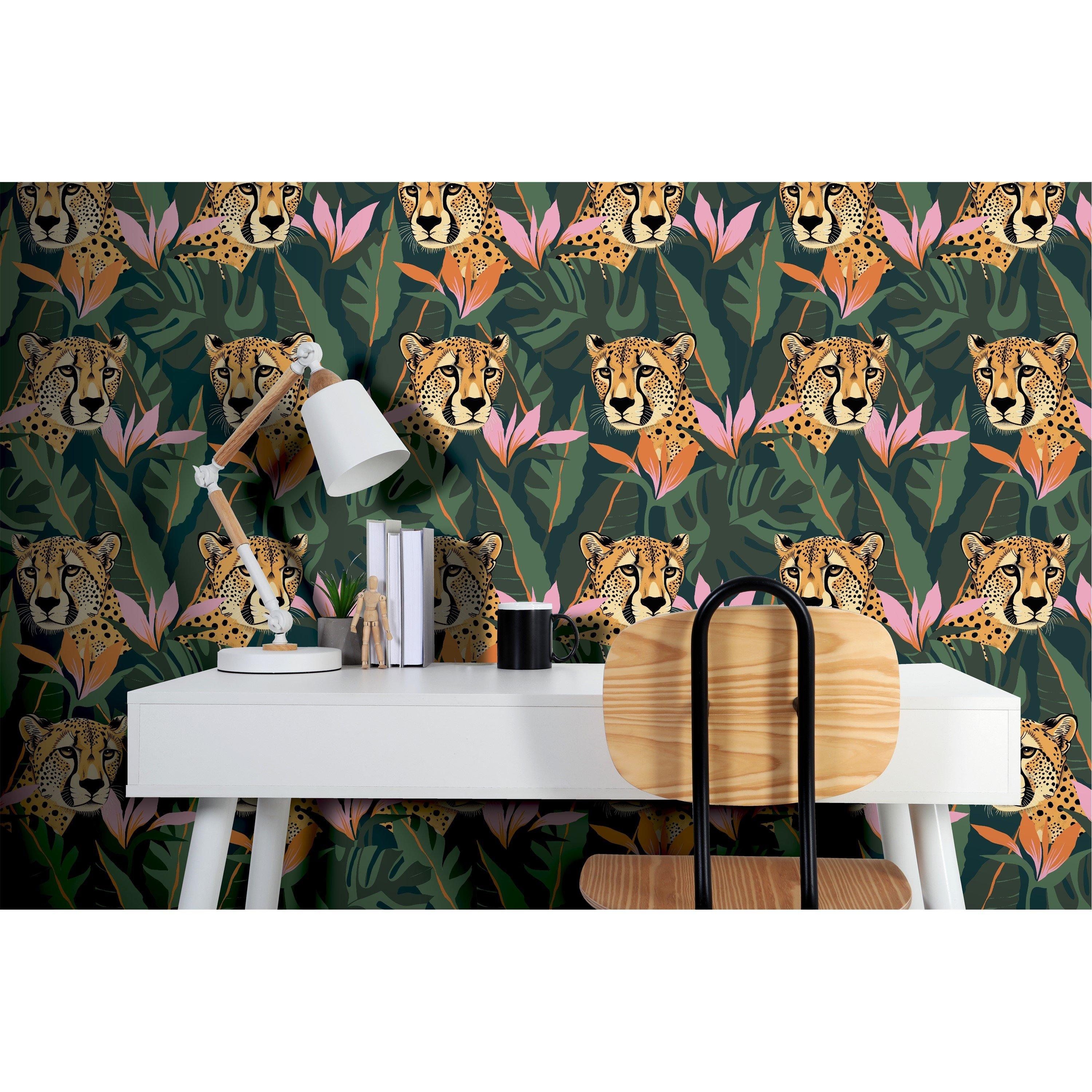Green - Arthouse - Jungle Leopard Dark Green Wallpaper - 3