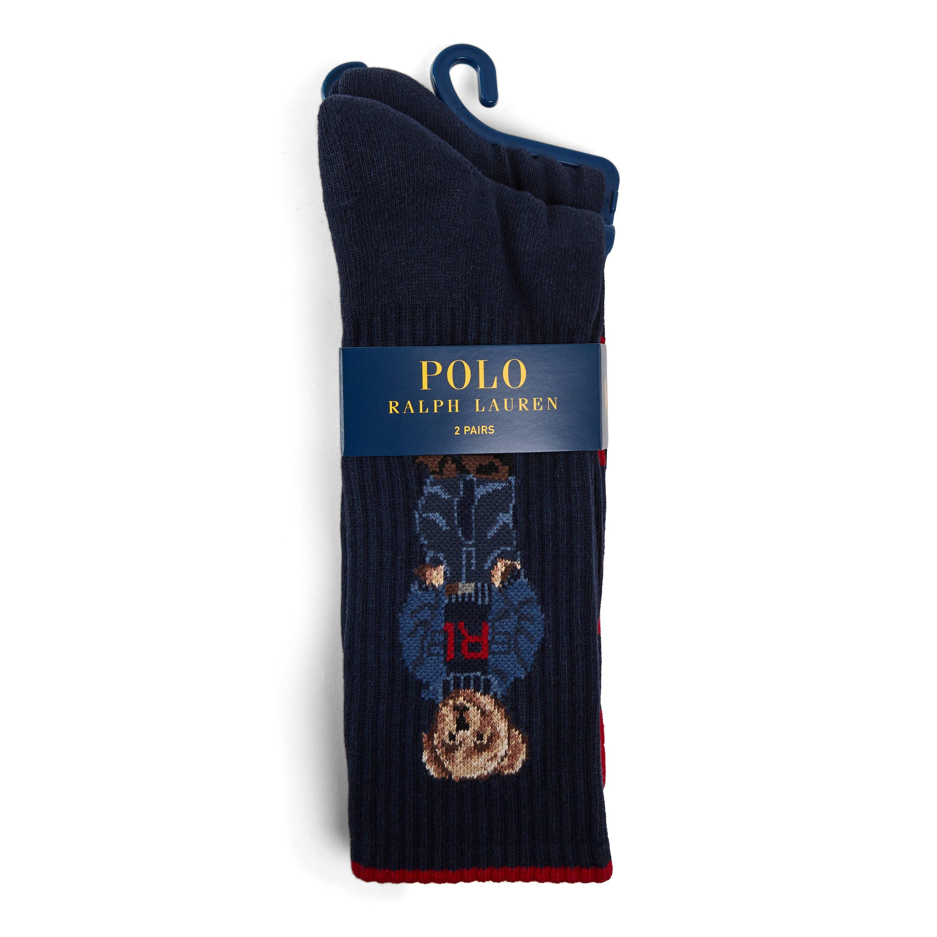 Navy/White - Polo Ralph Lauren - 2 Pack Bear Crew Socks - 1