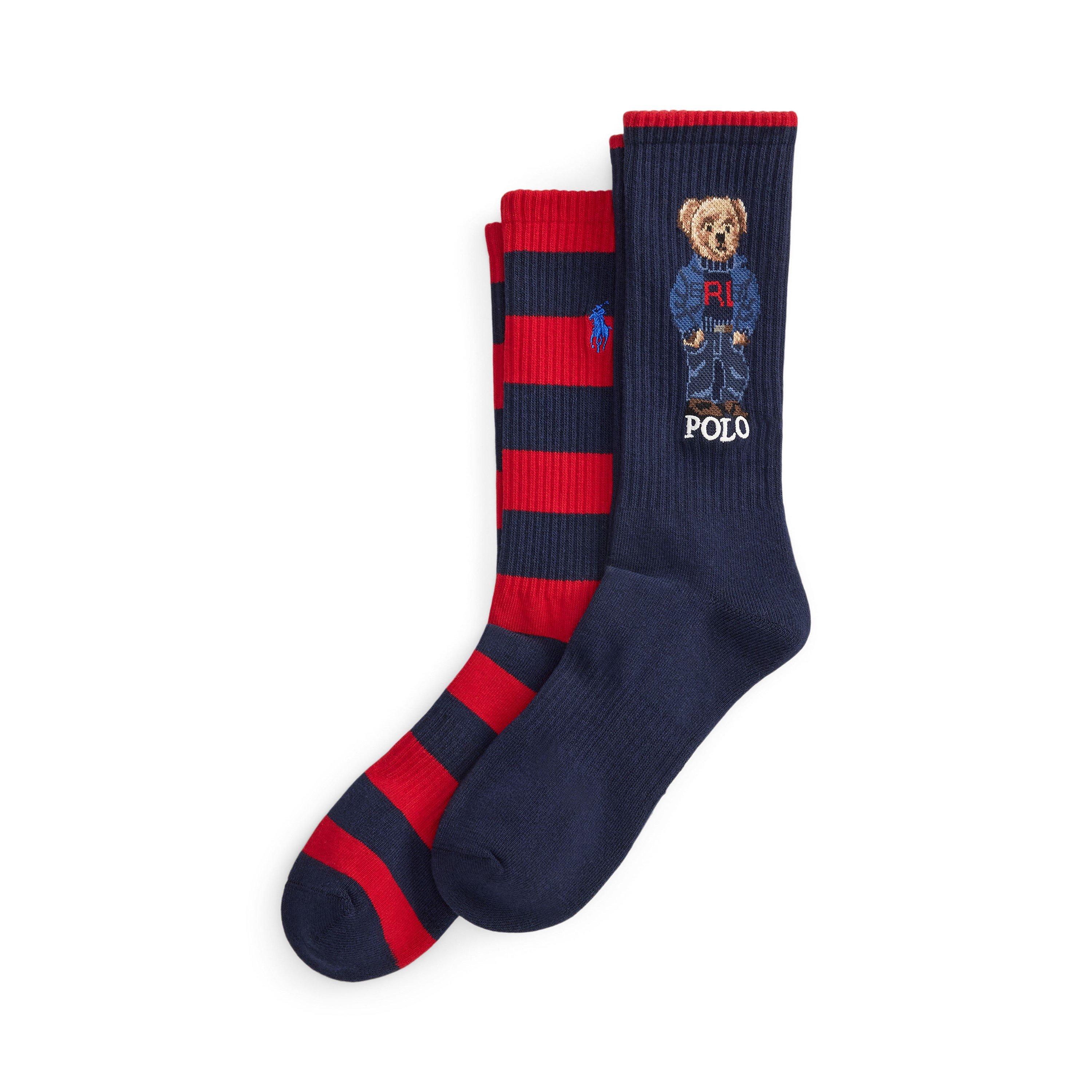 Polo Ralph Lauren 2 Pack Bear Crew Socks - Navy/White