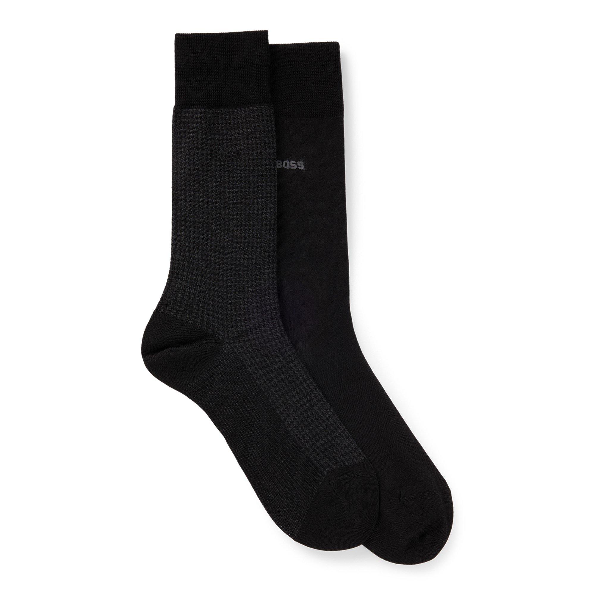 Boss Men's Houndstooth Crew Socks - Black 001 - 9-11
