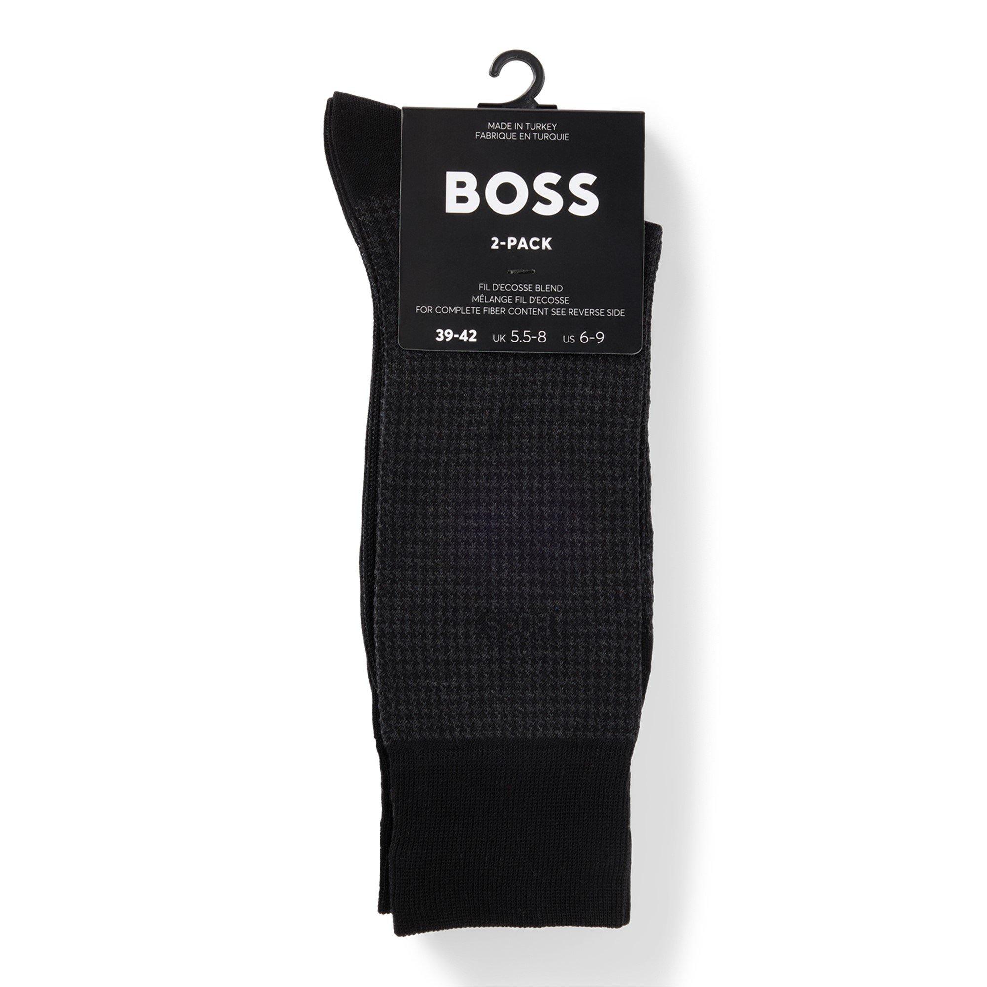 Black 001 - Boss - Men's Houndstooth Crew Socks - 3