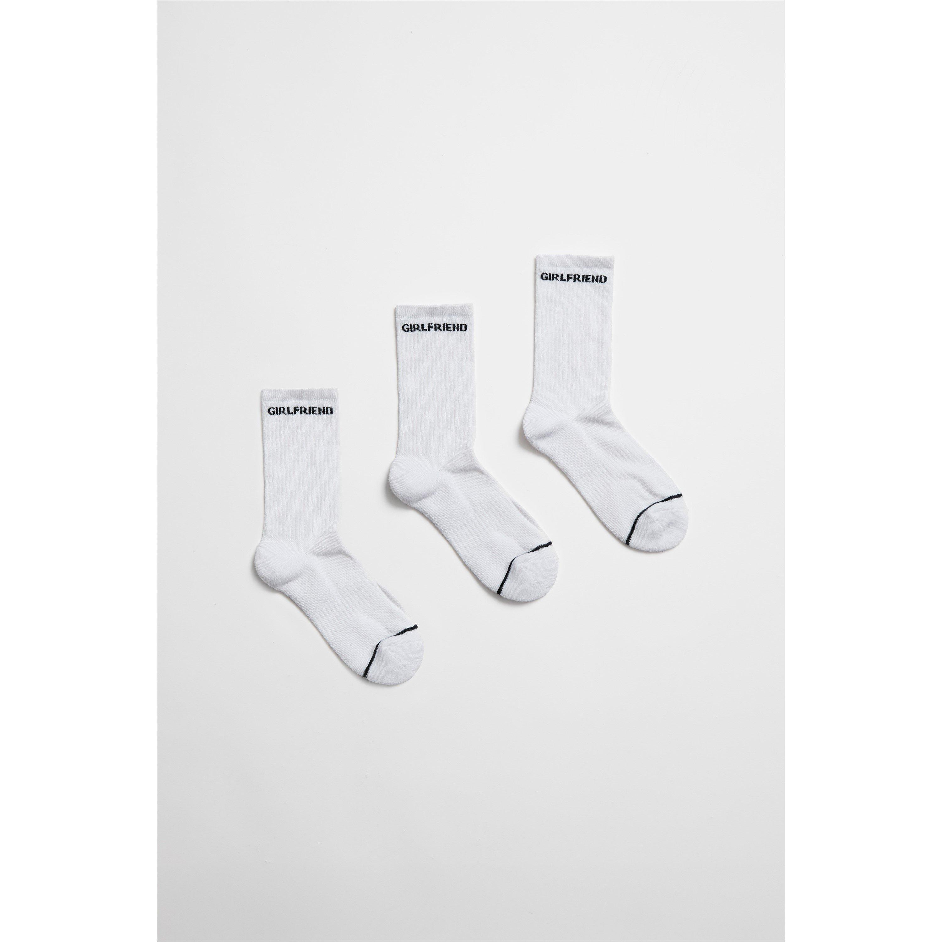 Wht/Blk Logo - Girlfriend Collective - Women's Quarter Socks - 1