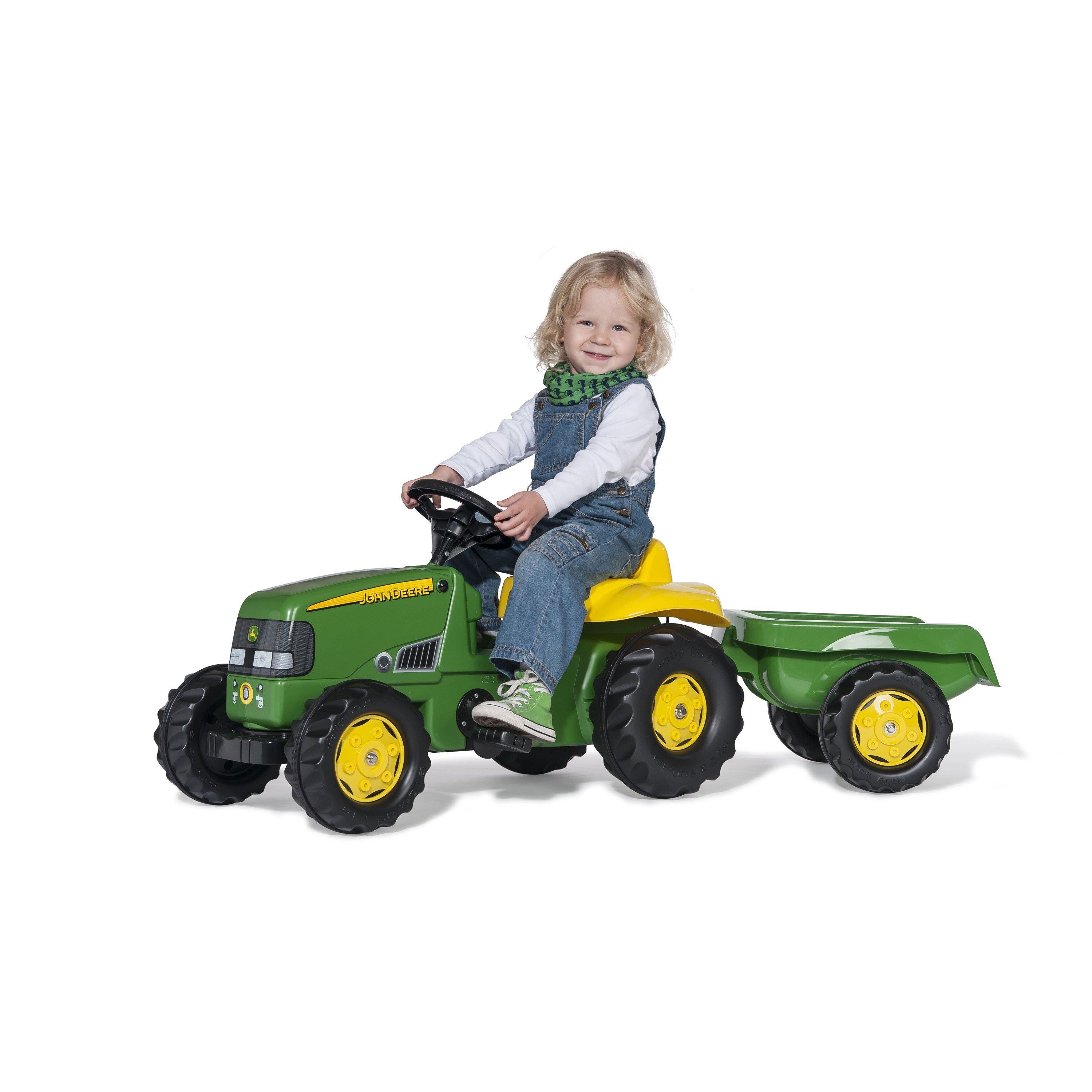 Green - rolly toys - Rolly Kid JD Tractor & Trailer - 2