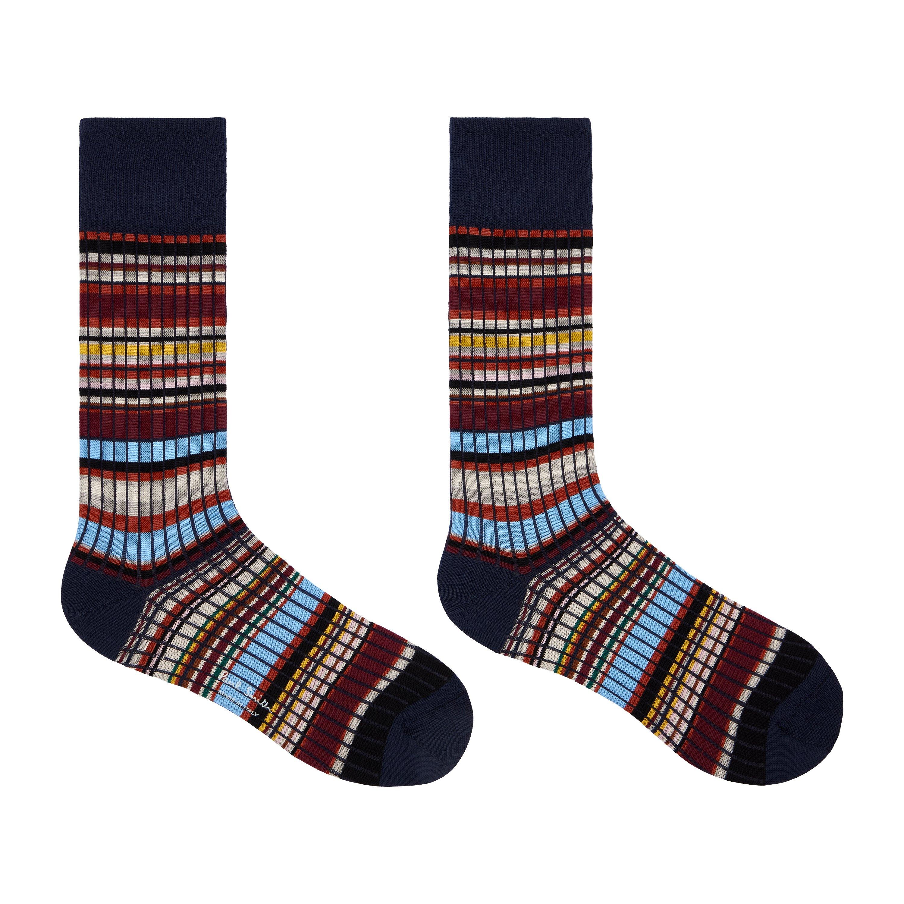 Blue 47 - Paul Smith - Men's Ribbed Signature Stripe Crew Socks - 2