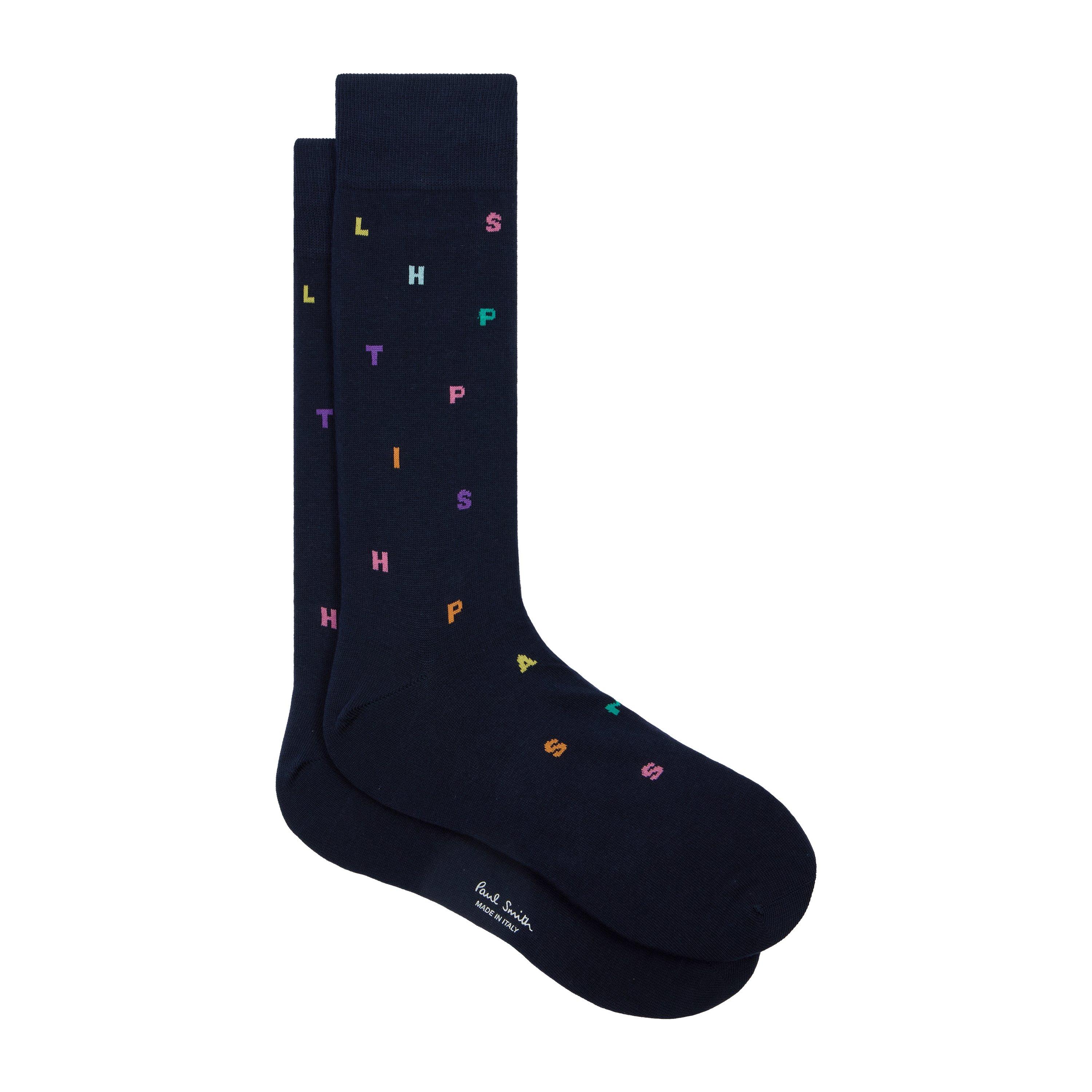 Paul Smith Men's Keanu Stamp Crew Socks - Blue 47
