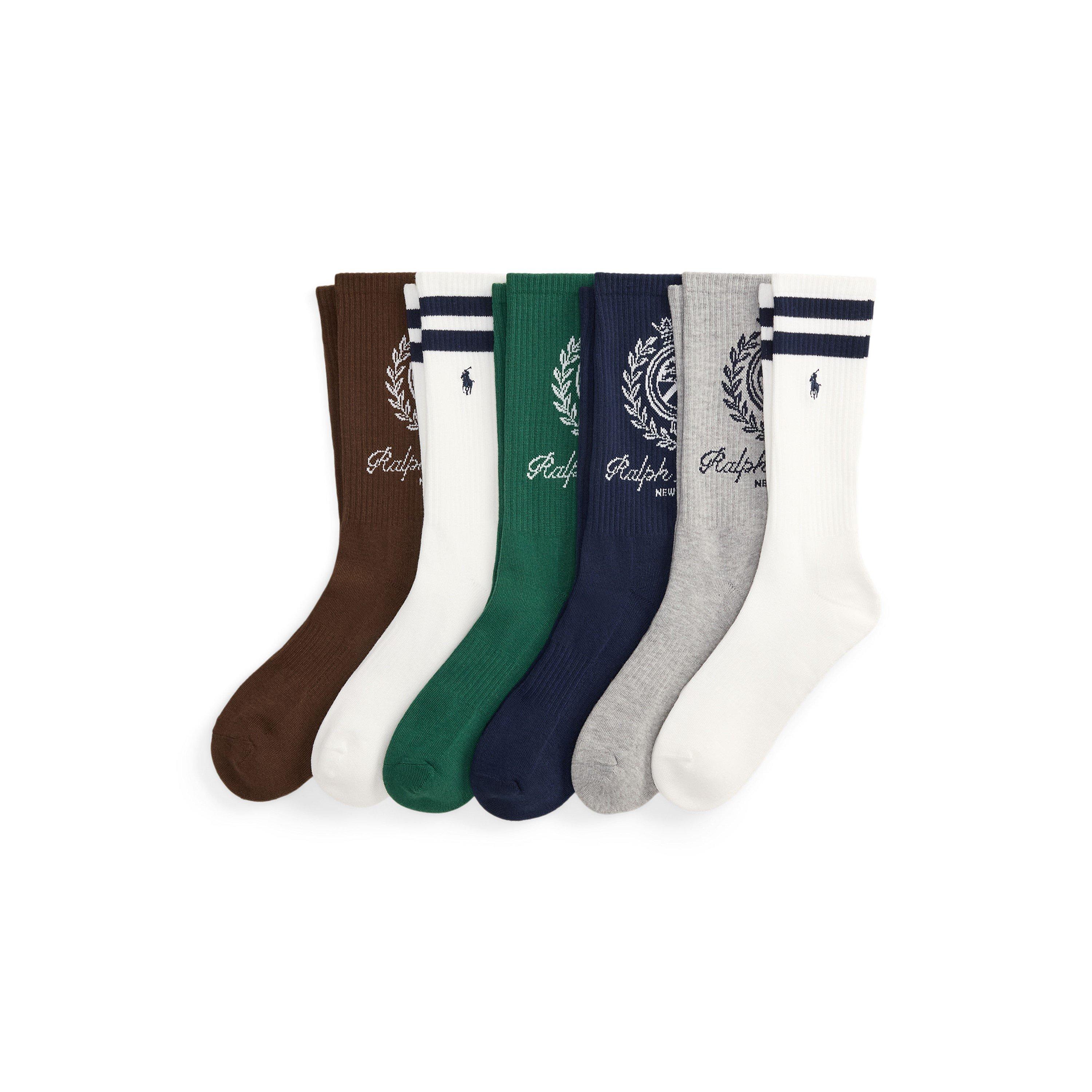 Br/Wh/Gn/Nv/Gy - Polo Ralph Lauren - 6 Pack Crest Crew Socks - 1