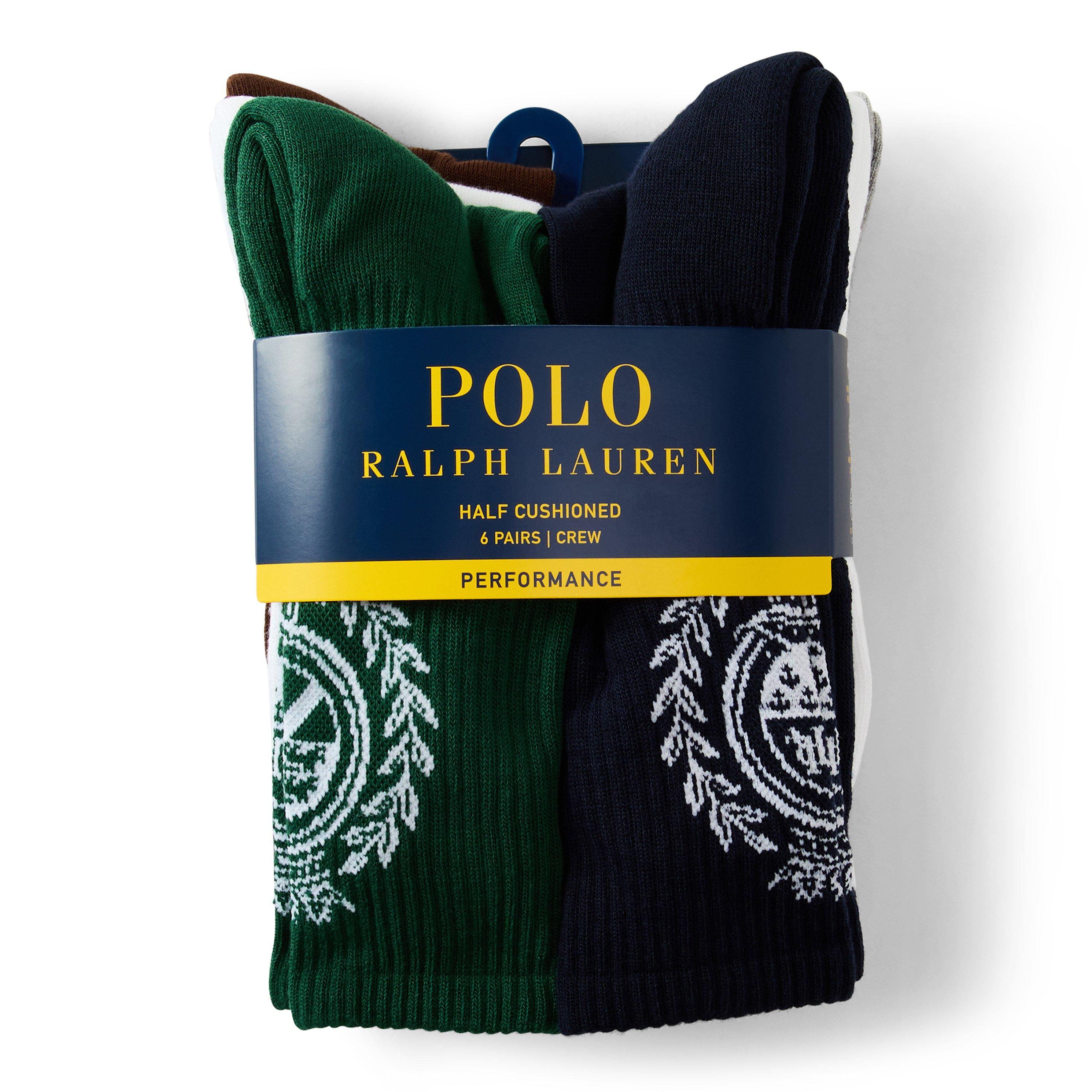 Br/Wh/Gn/Nv/Gy - Polo Ralph Lauren - 6 Pack Crest Crew Socks - 2