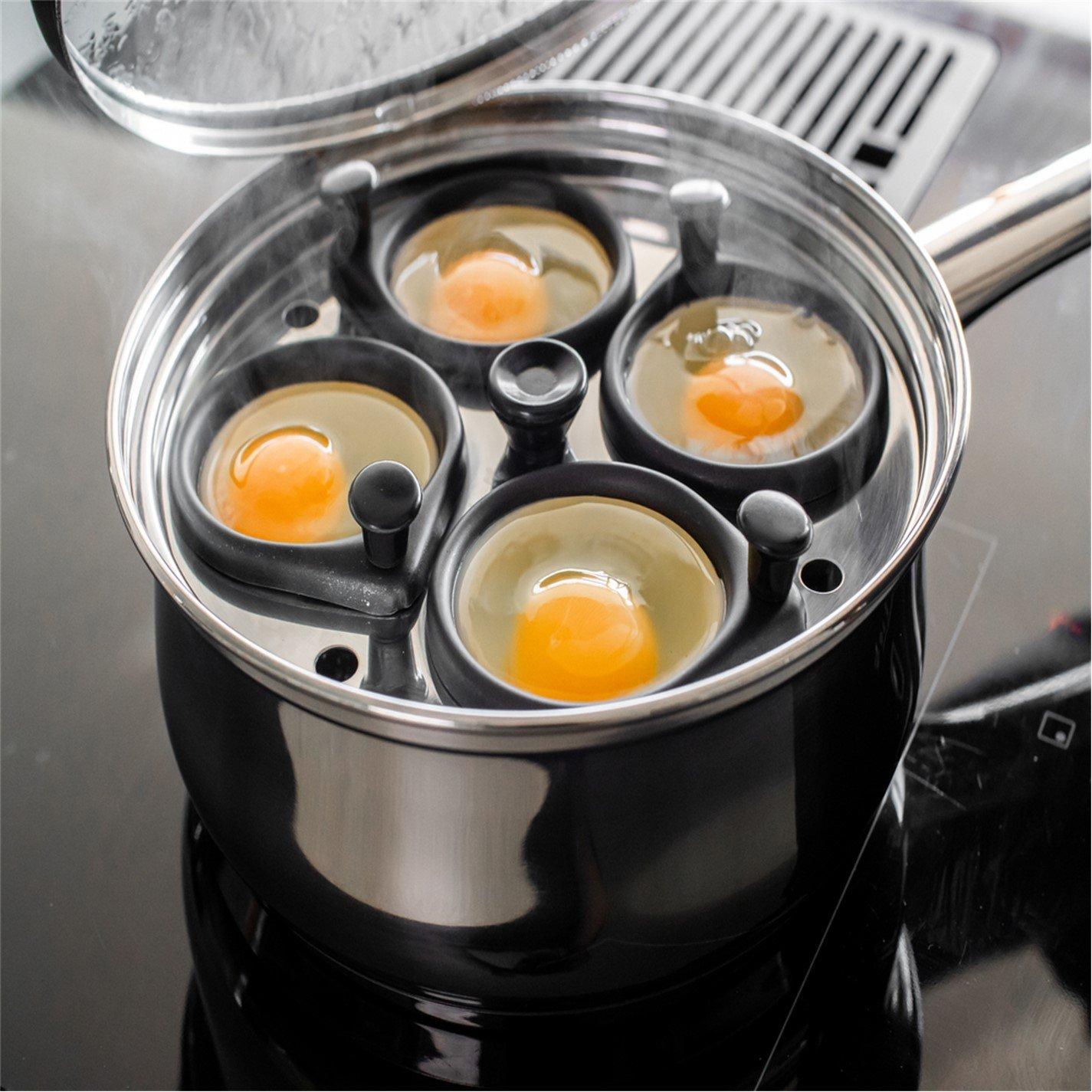 Kitchencraft  Stainless Steel Four Hole Egg Poacher - Silver - 22x40cm