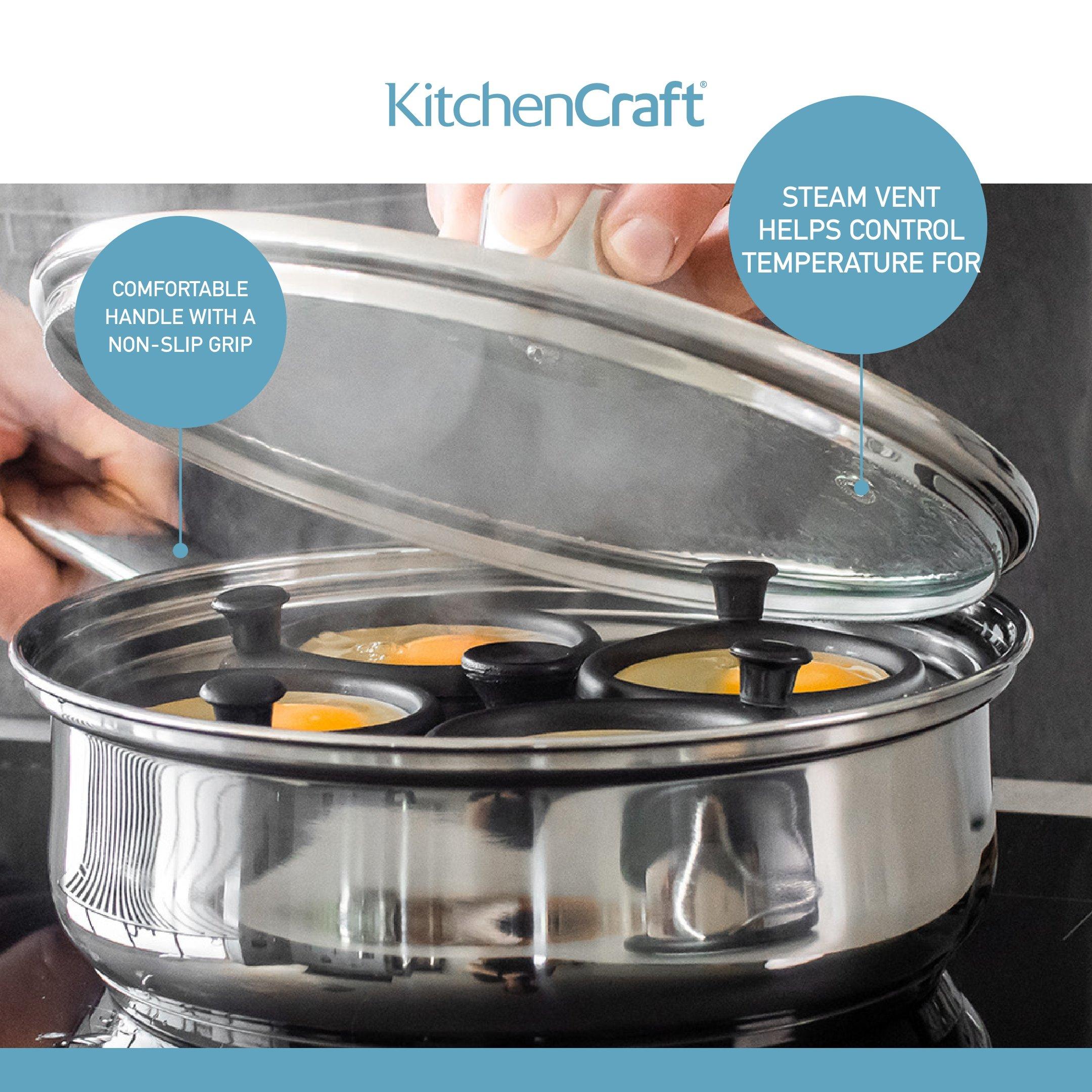 Silver - KitchenCraft - KitchenCraft Stainless Steel Four Hole Egg Poacher - 6