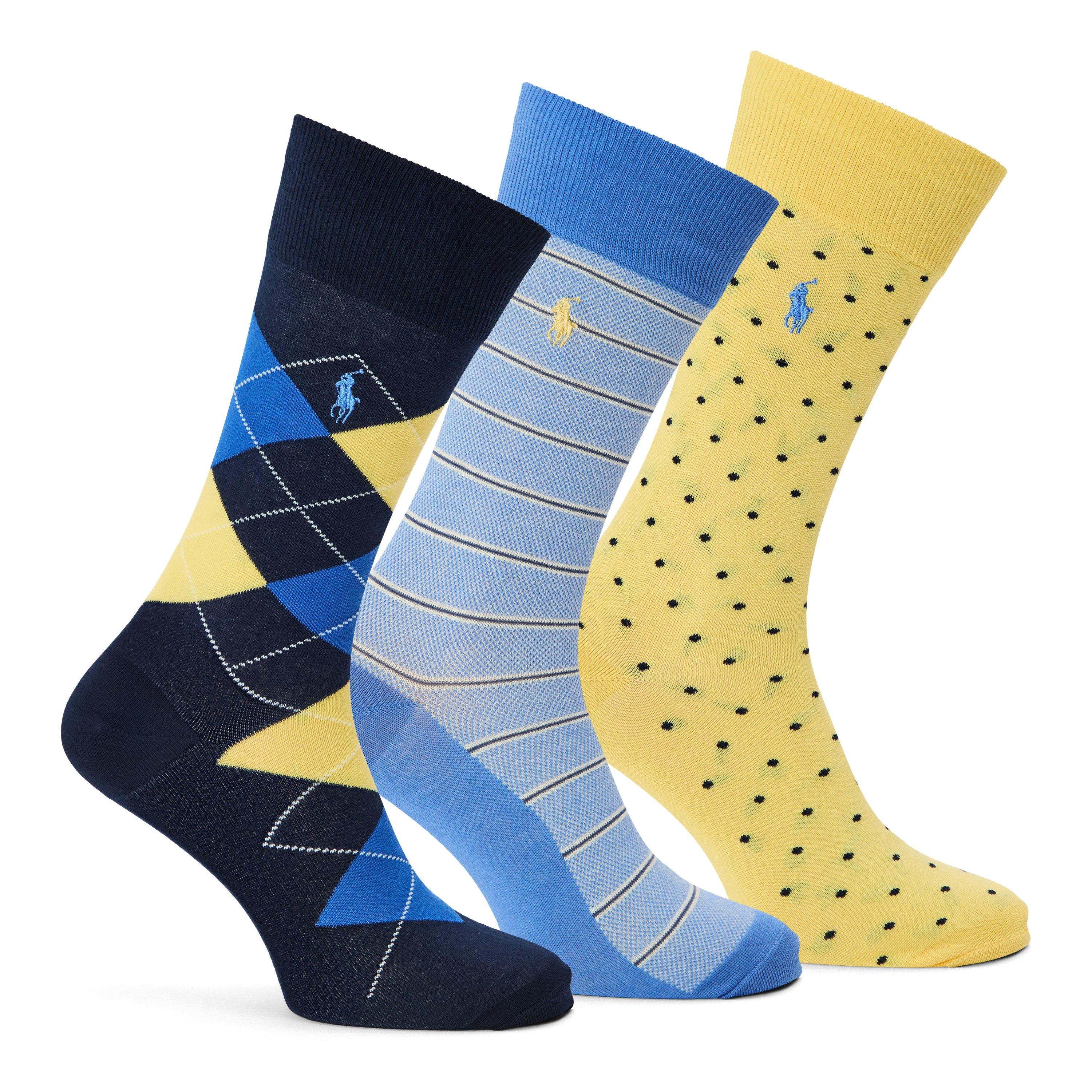 Nvy/Yellow/Blue - Polo Ralph Lauren - 3 Pack Oxford Crew Socks - 1