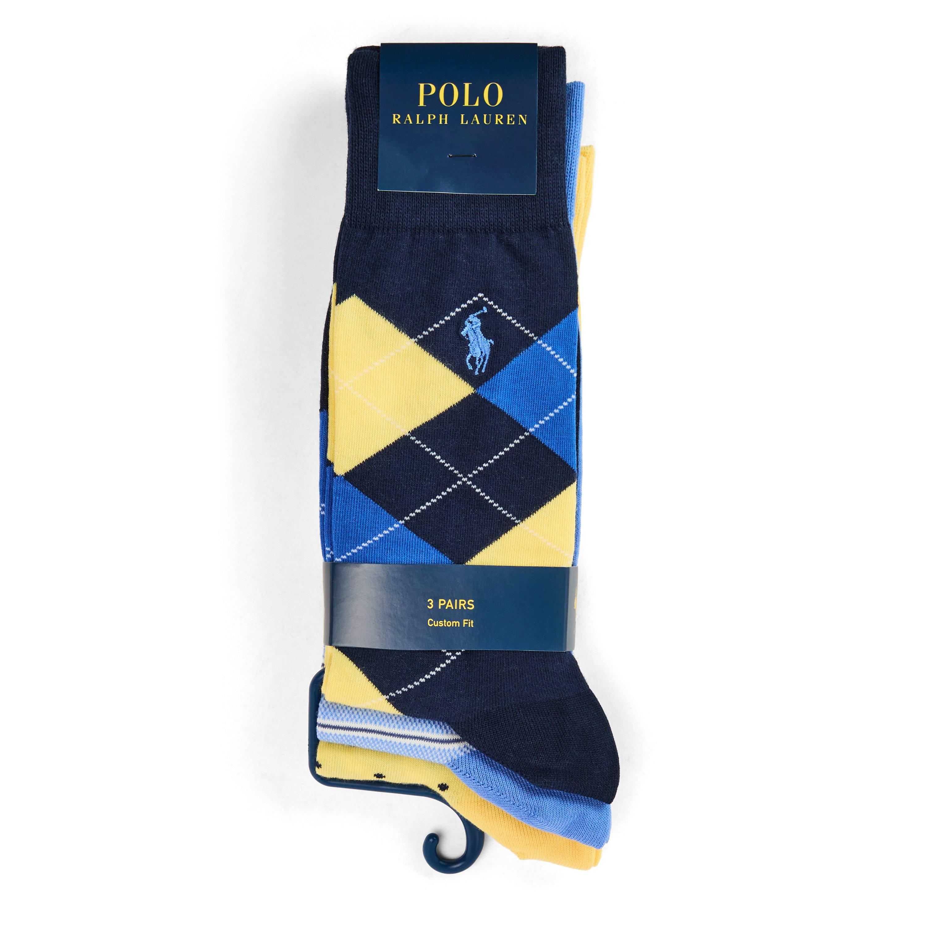 Nvy/Yellow/Blue - Polo Ralph Lauren - 3 Pack Oxford Crew Socks - 3