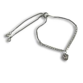Aye Do Cubic Zirconia Heart on Silver Diamante Bracelet