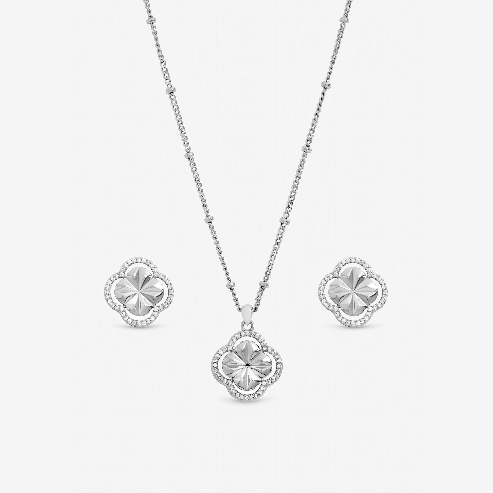 Silver - Inicio - Sterling Silver Plated Clover Set - Gift Box