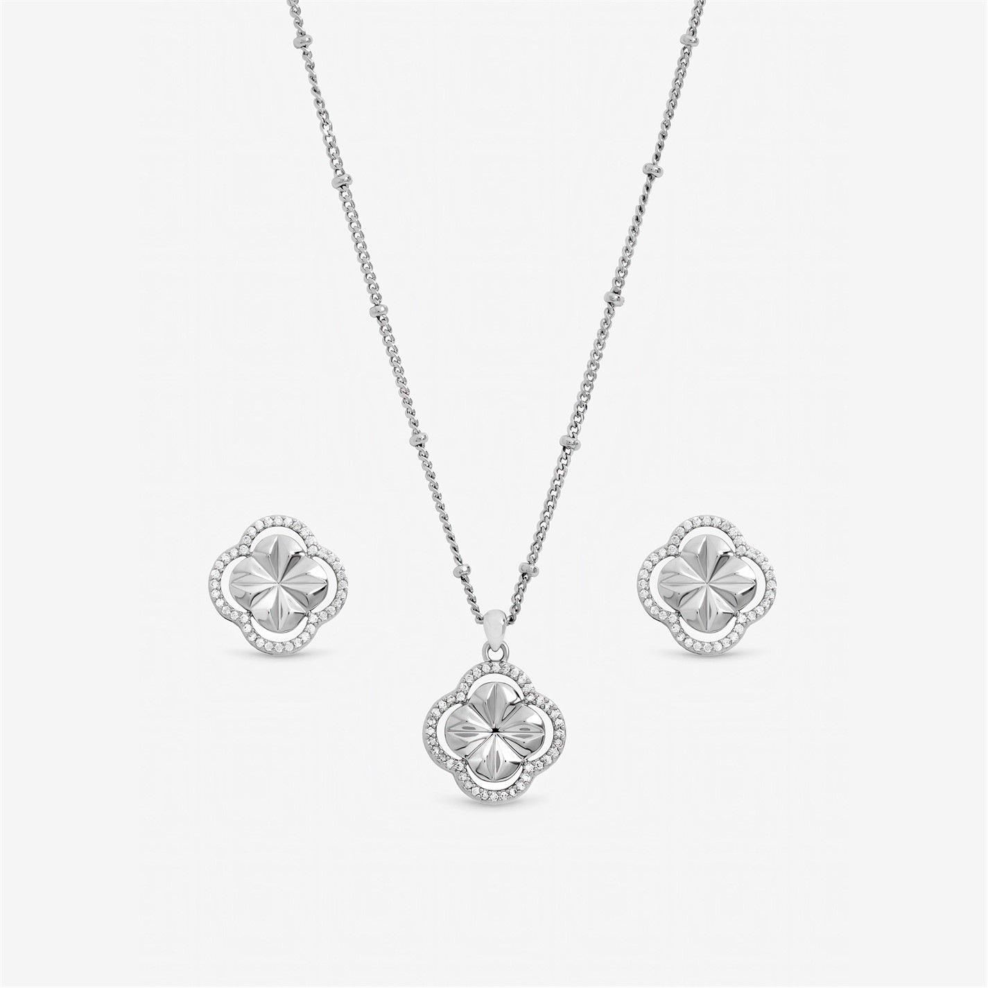 Silver - Inicio - Sterling Silver Plated Clover Set - Gift Box - 2