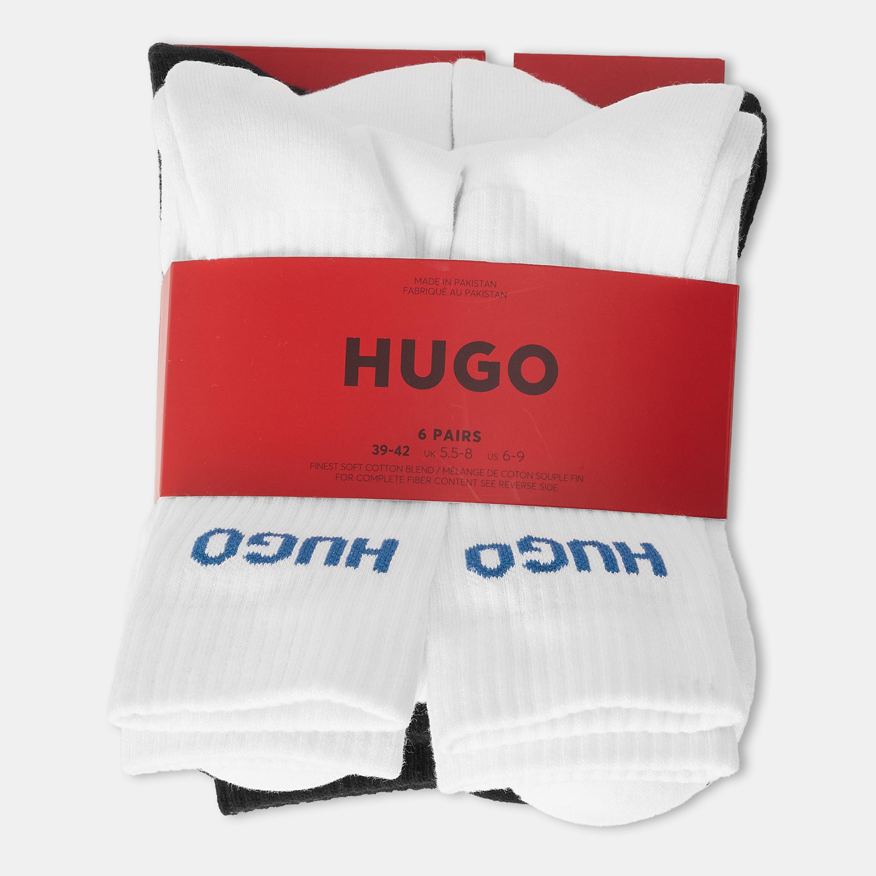 Hugo Men's Ribbed Logo 6-Pack Crew Socks - Open Misc - Mens 6-12