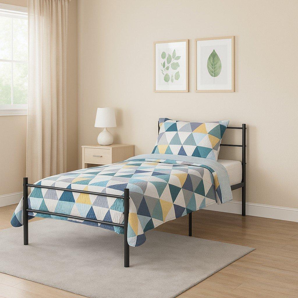 Black - Urban Meuble - Simple Metal Bed Frame with Vertical Headboard - 2