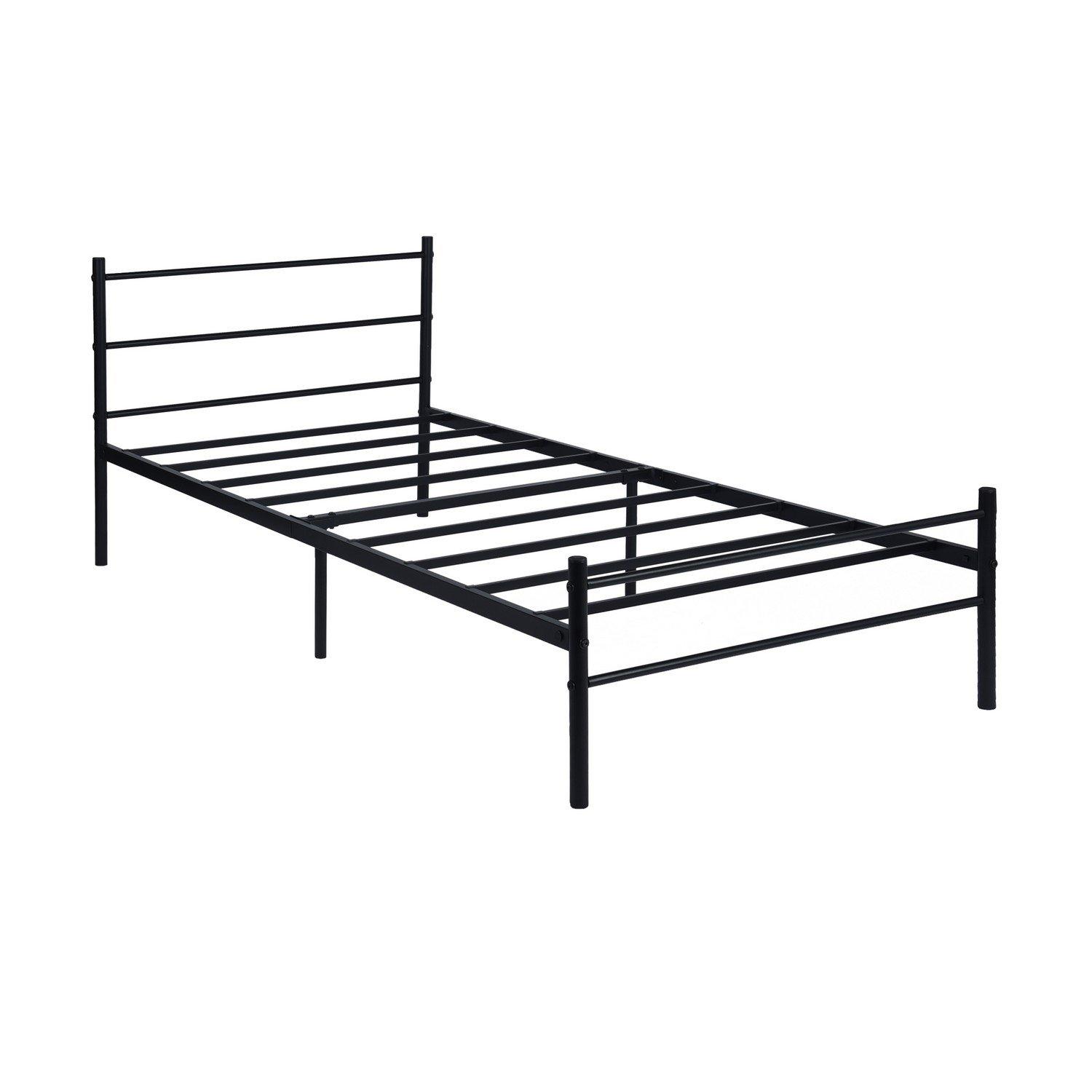 Black - Urban Meuble - Simple Metal Bed Frame with Vertical Headboard - 3