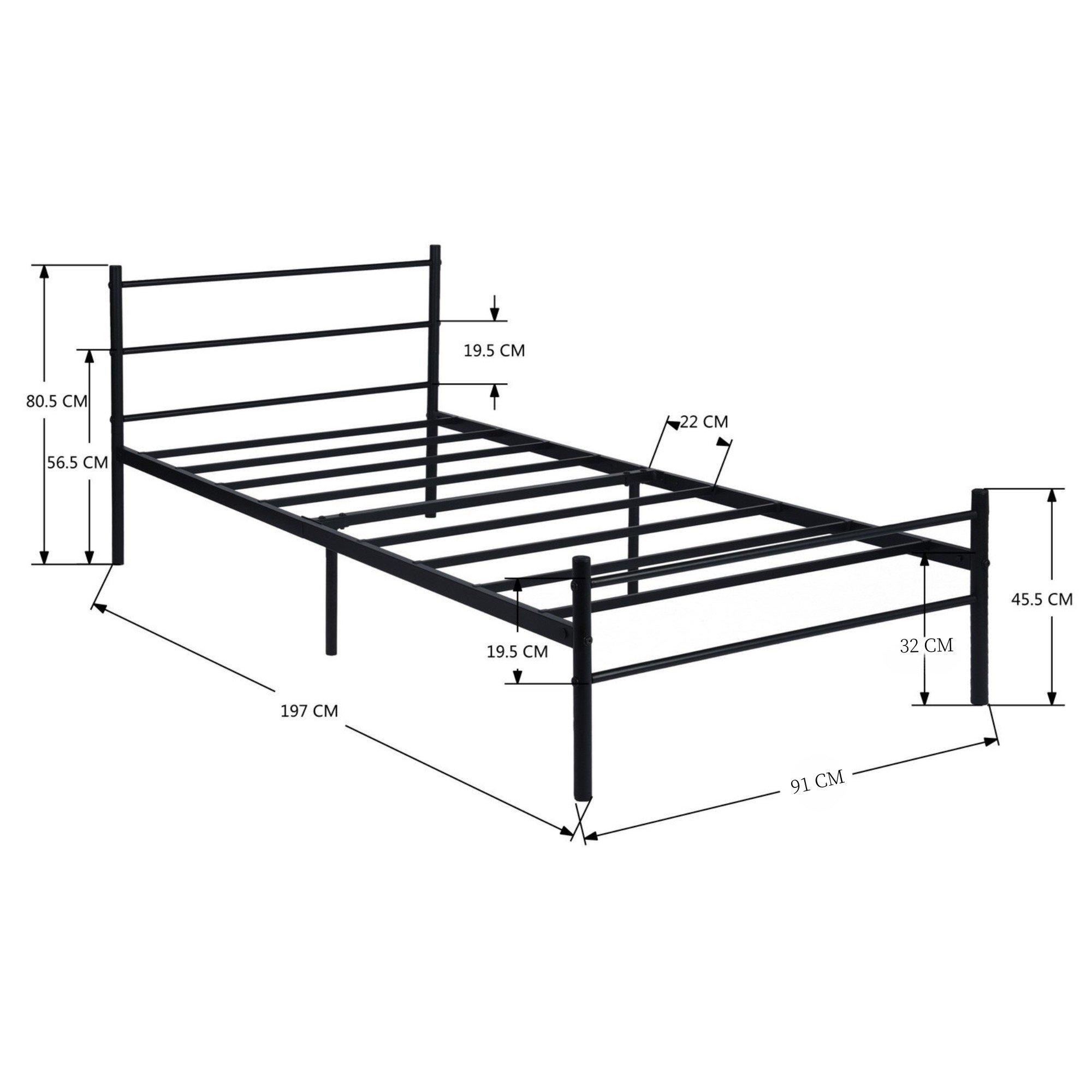 Black - Urban Meuble - Simple Metal Bed Frame with Vertical Headboard - 4