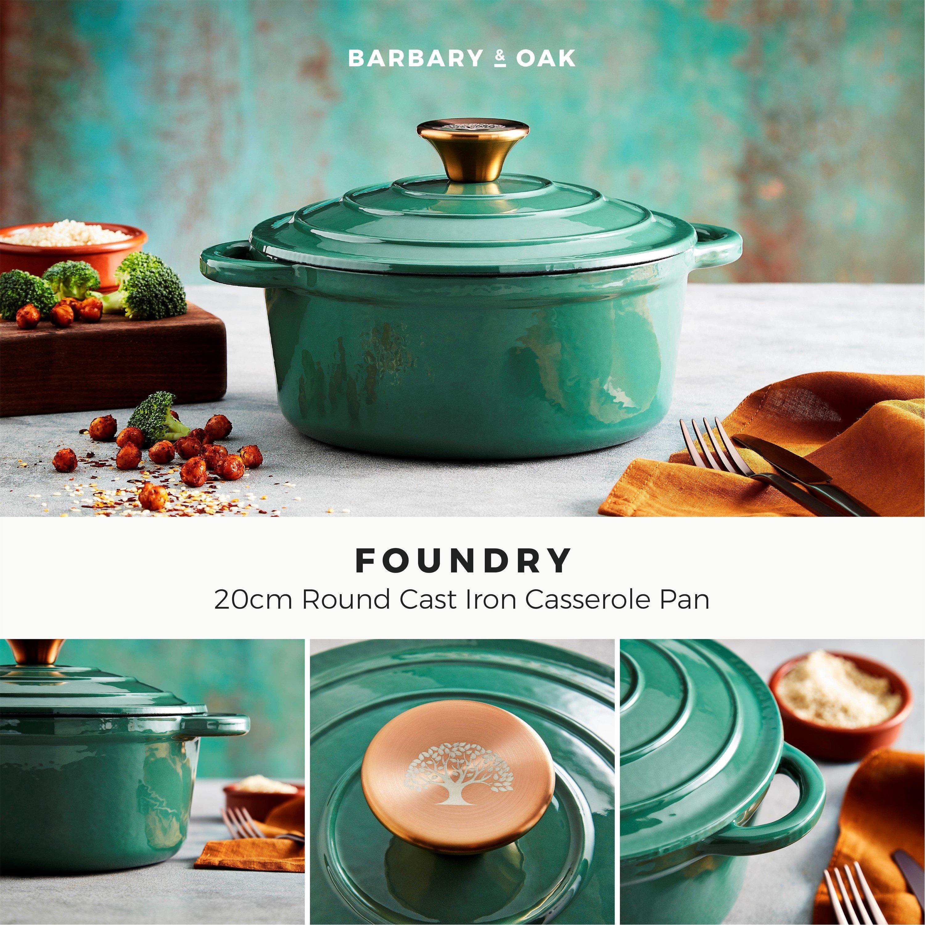 Green - Barbary And Oak - 20cm Round Casserole Cast Iron - 2
