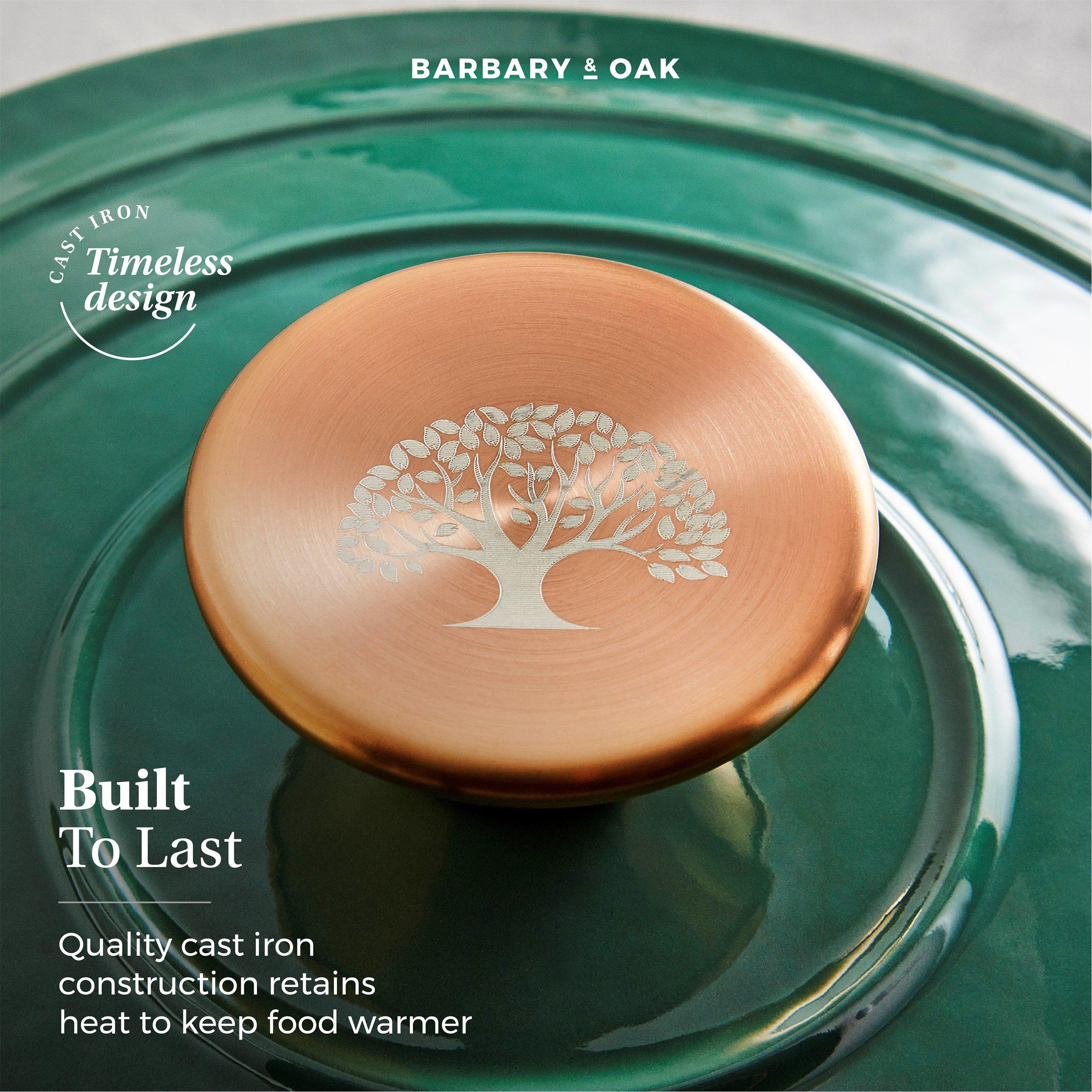 Green - Barbary And Oak - 20cm Round Casserole Cast Iron - 3