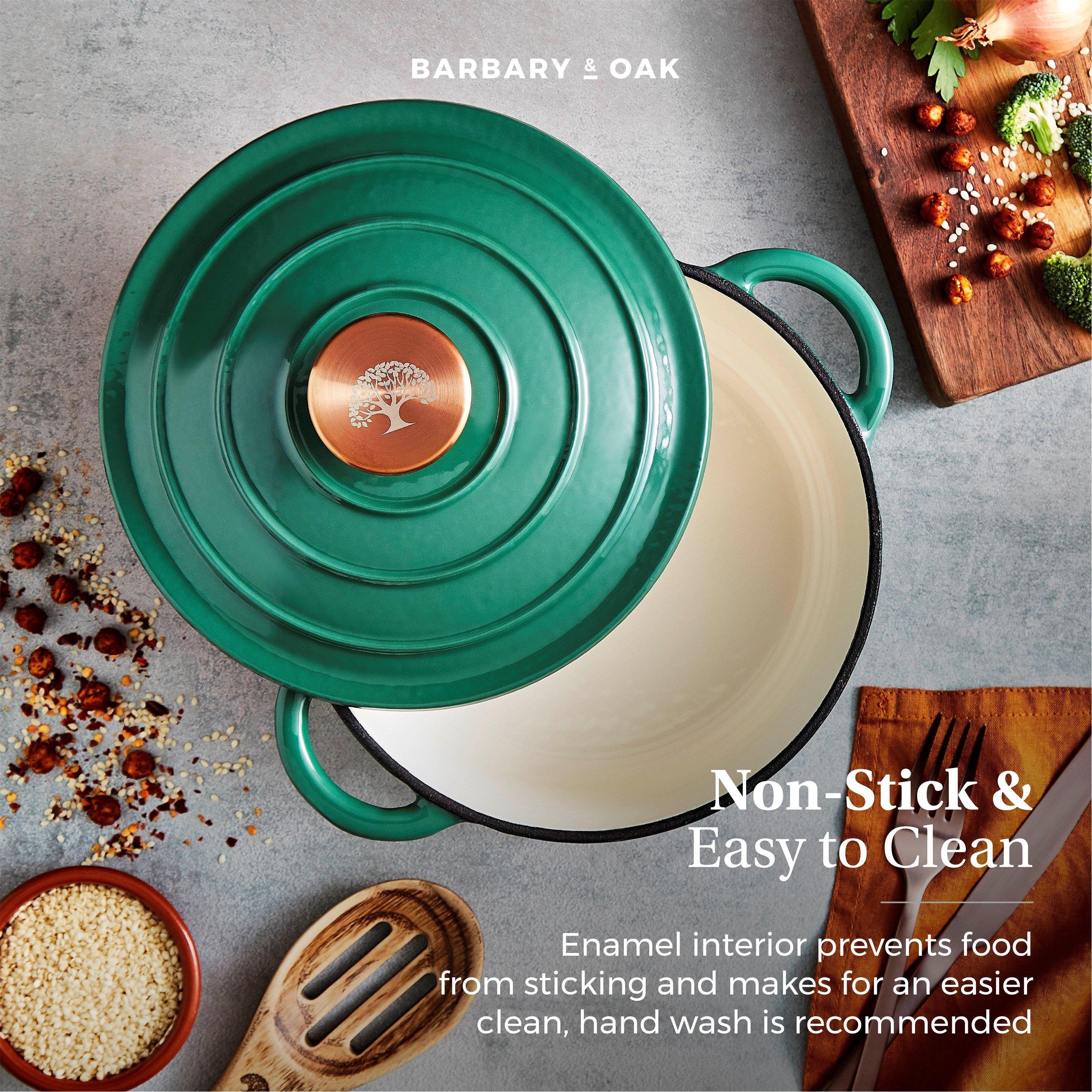 Green - Barbary And Oak - 20cm Round Casserole Cast Iron - 4