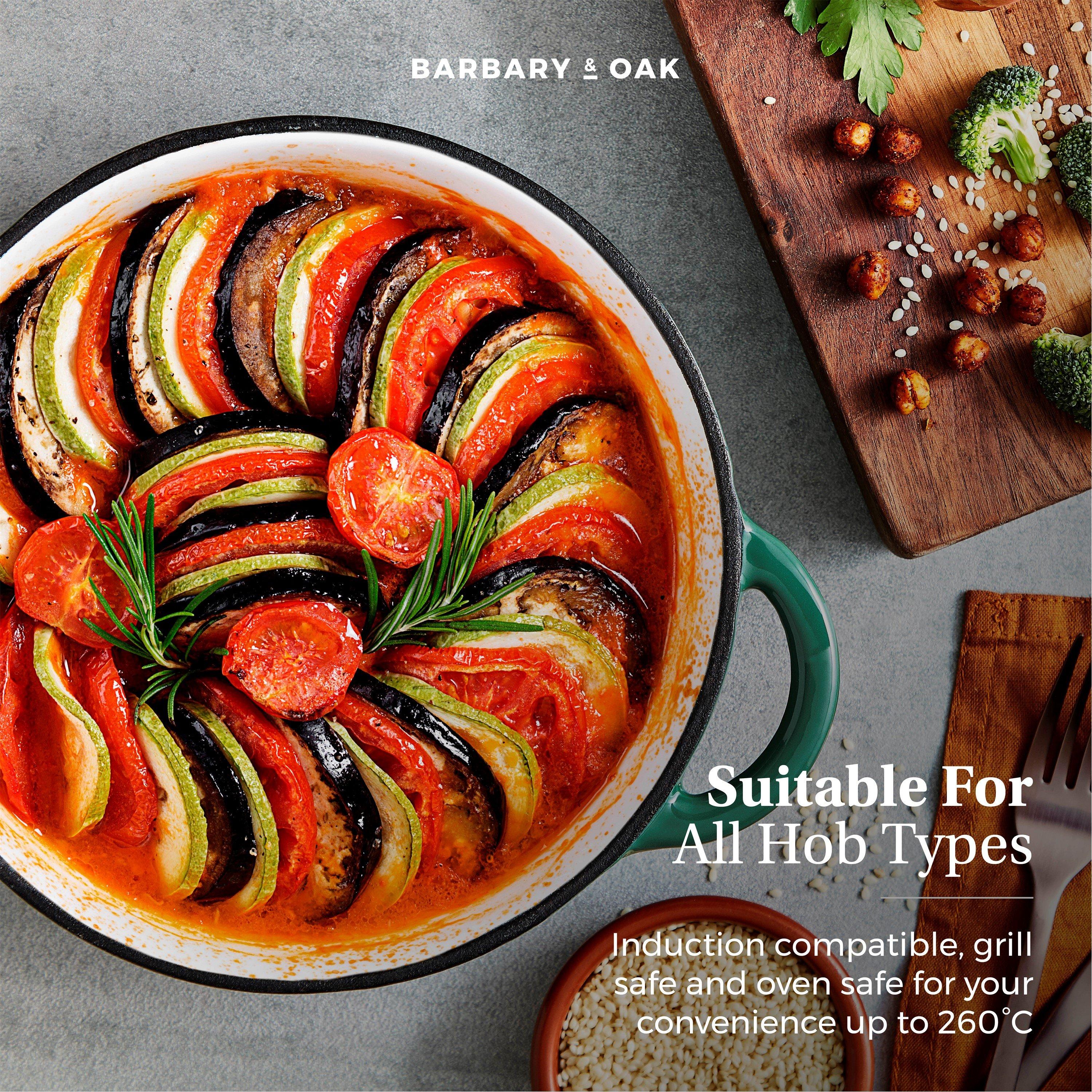 Green - Barbary And Oak - 20cm Round Casserole Cast Iron - 5